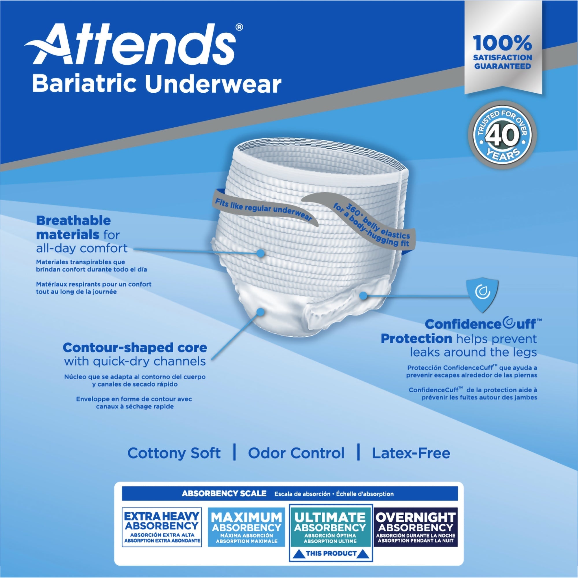 Attends Bariatric 2XL Protective Underwear - 12 Pack Leak Protection