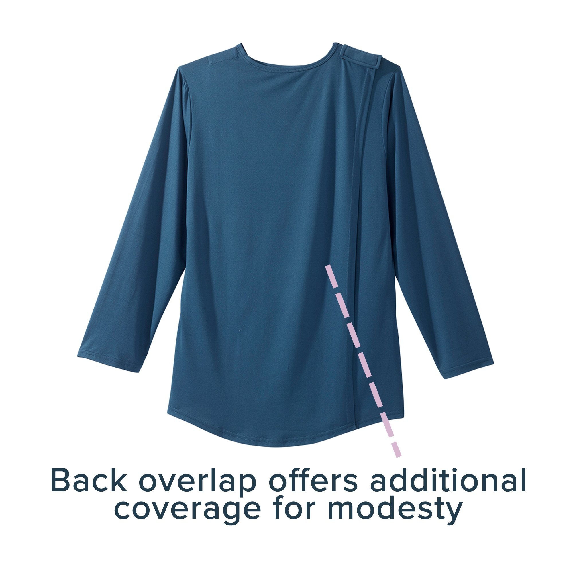 Silverts® Open Back Adaptive Shirt, Medium, Navy Blue (1 Unit)