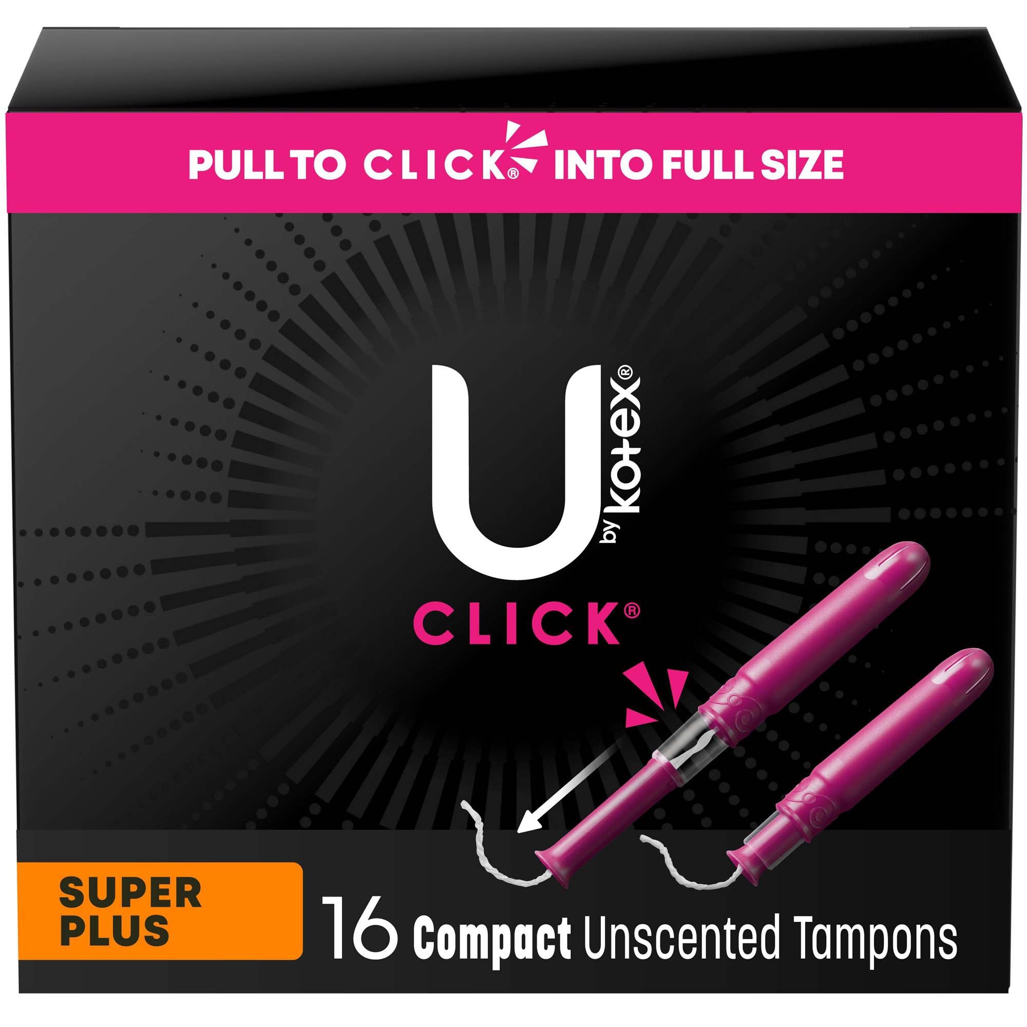 Tampon U by Kotex® Click® Super Plus Absorbency Plastic Applicator Individually Wrapped