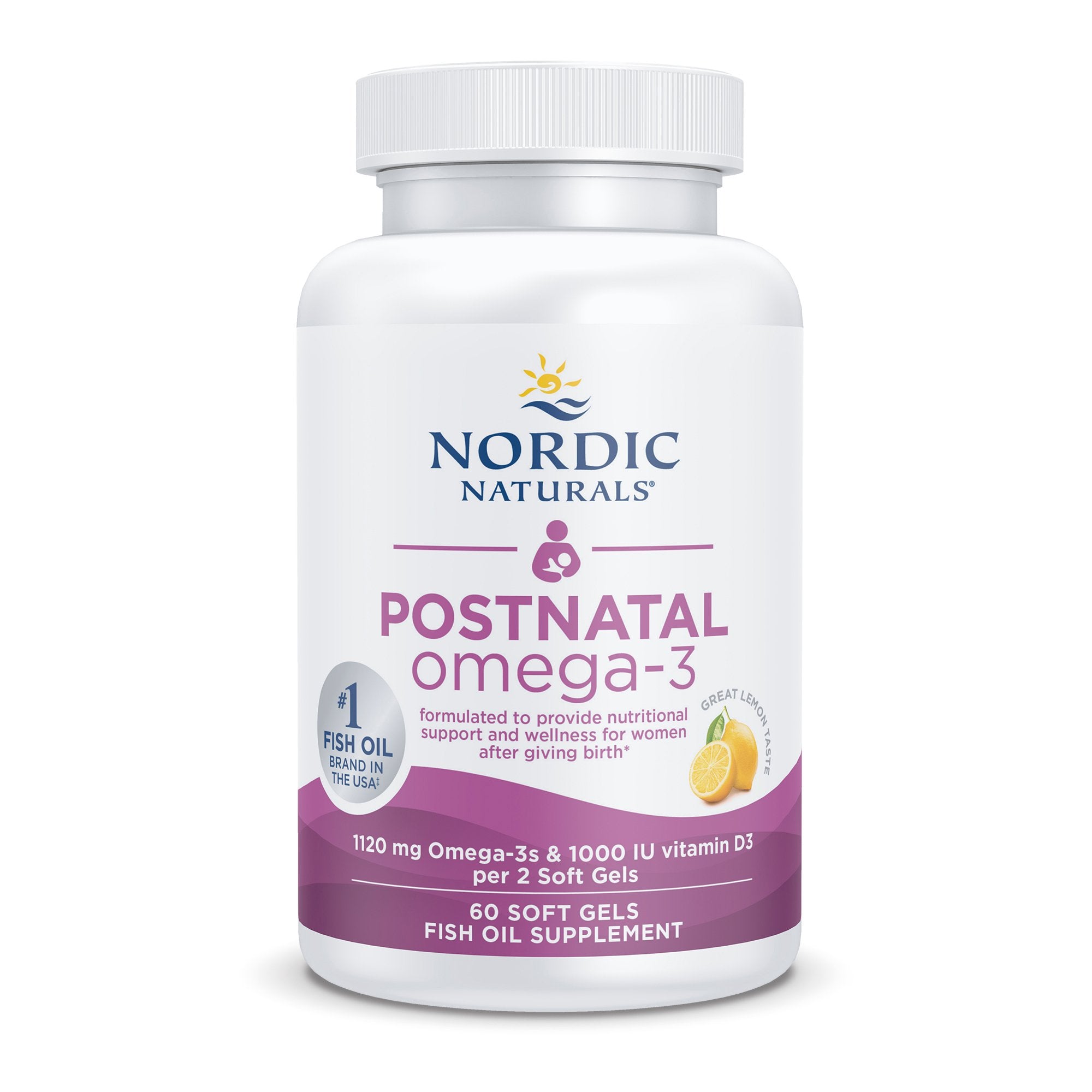 Dietary Supplement Nordic Naturals® Postnatal Omega-3 DHA / EPA 456-586 mg Strength Softgel 60 per Bottle Lemon - image 2