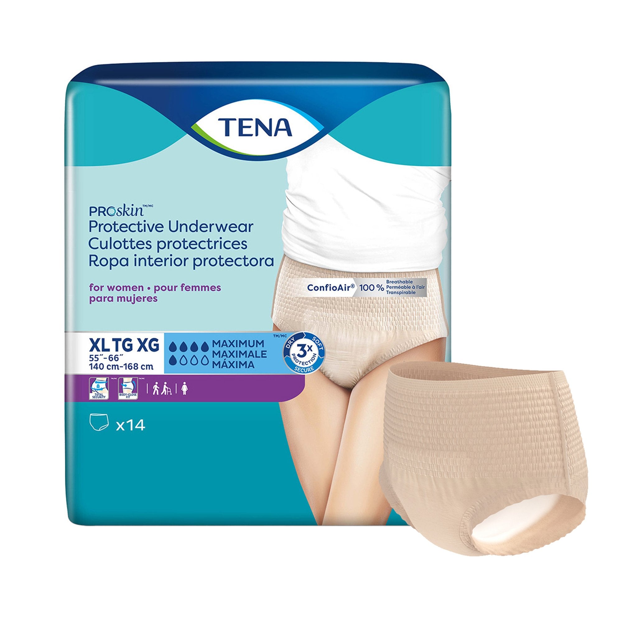 Absorbent Underwear TENA® ProSkin™ Protective Pull On with Tear Away Seams Adult X-Large Female Disposable Moderate Absorbency