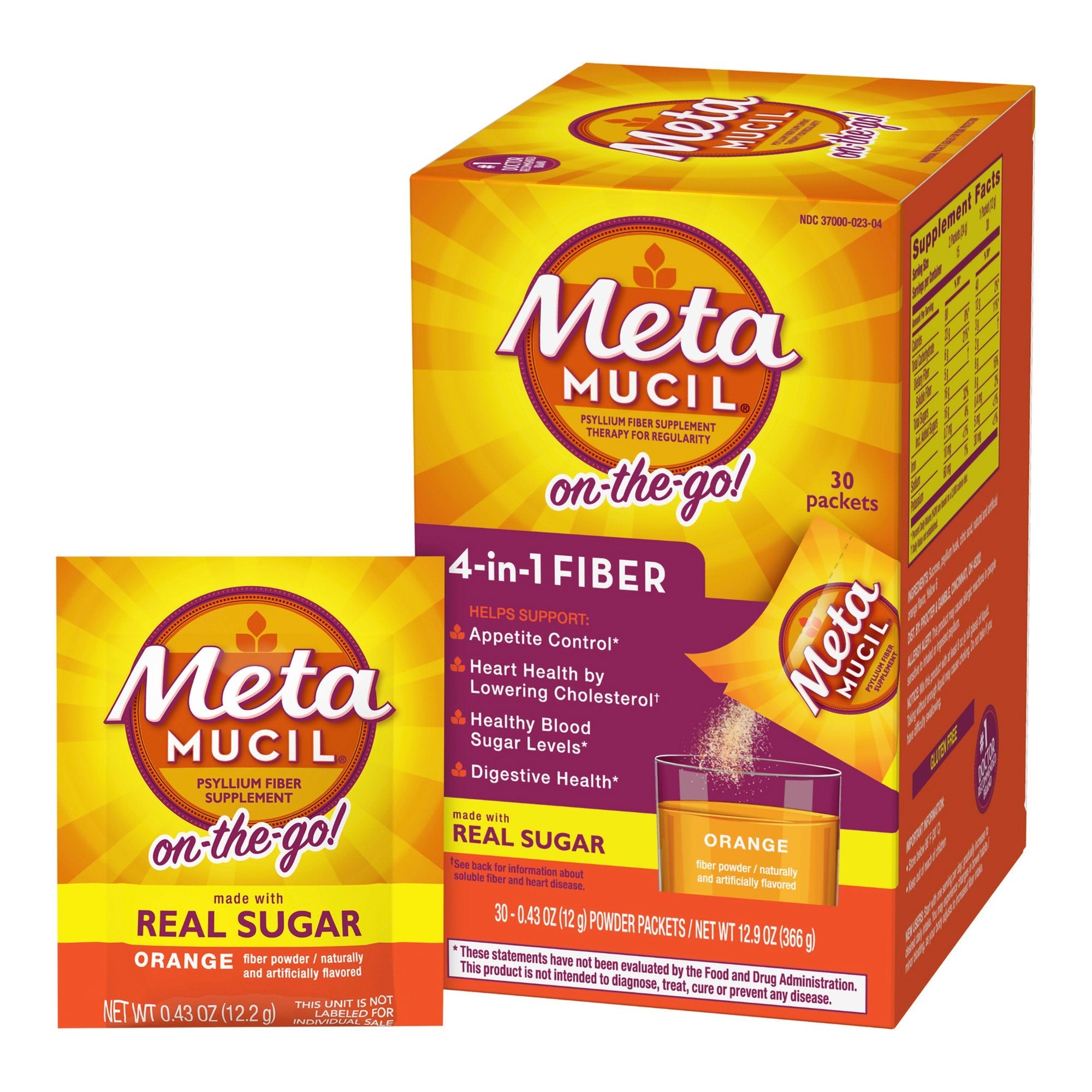 Metamucil® Psyllium Fiber Supplement On-the-Go! Orange