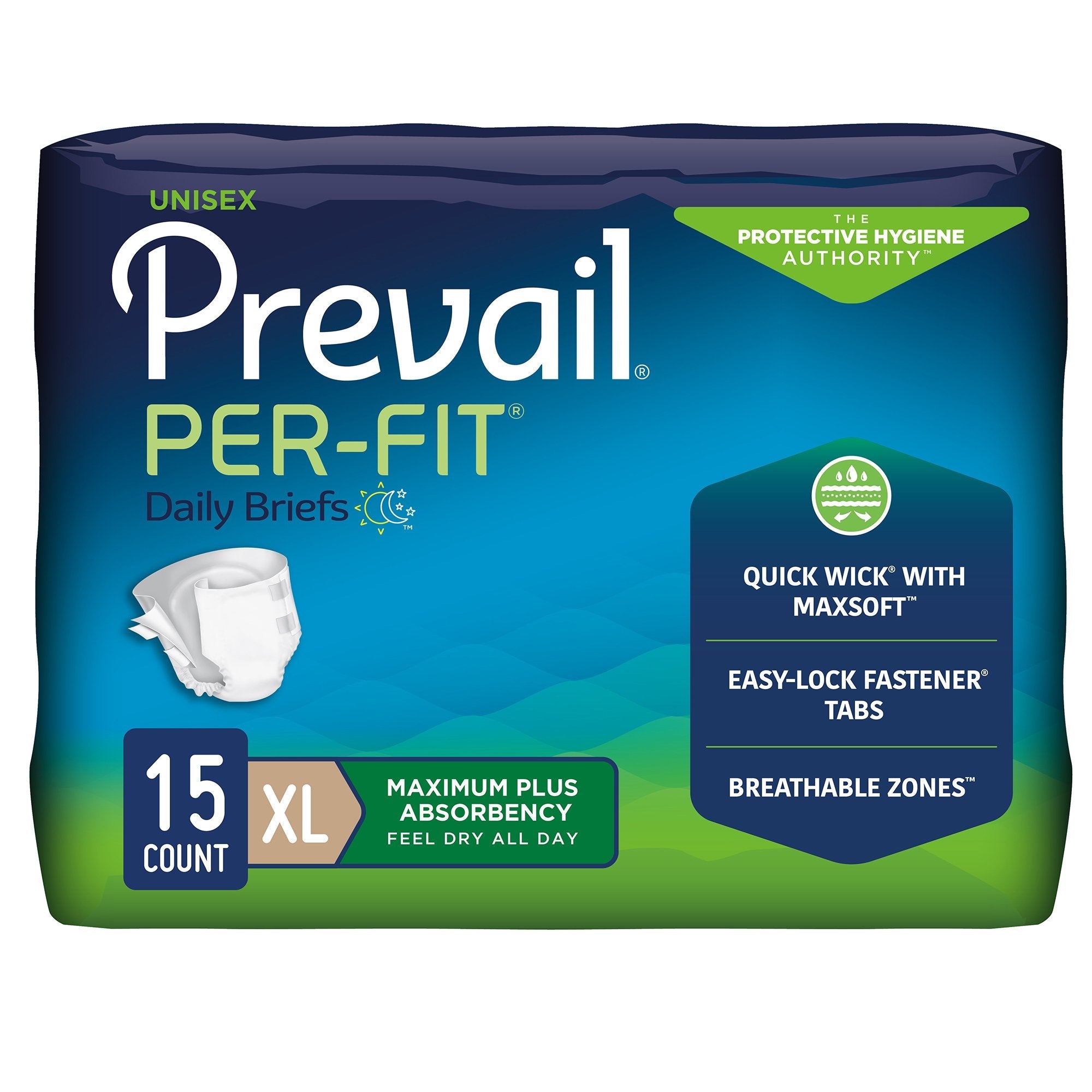 Prevail Per-Fit Max Absorbency Incontinence Briefs, XL, 15 Pack