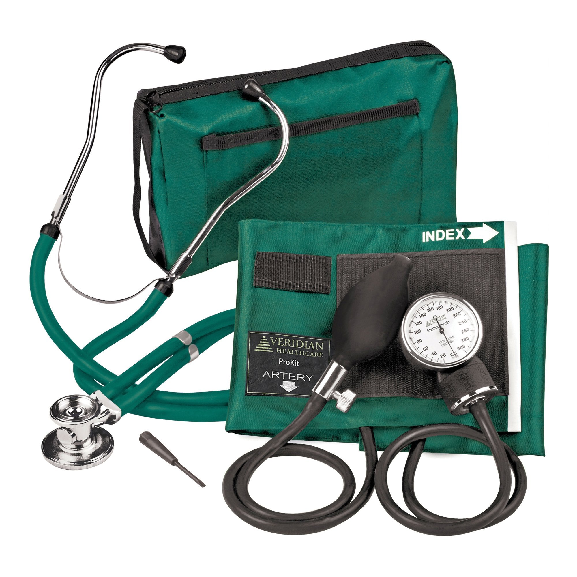 Sterling Series ProKit™ Aneroid Sphygmomanometer with Stethoscope, Hunter Green (1 Unit)