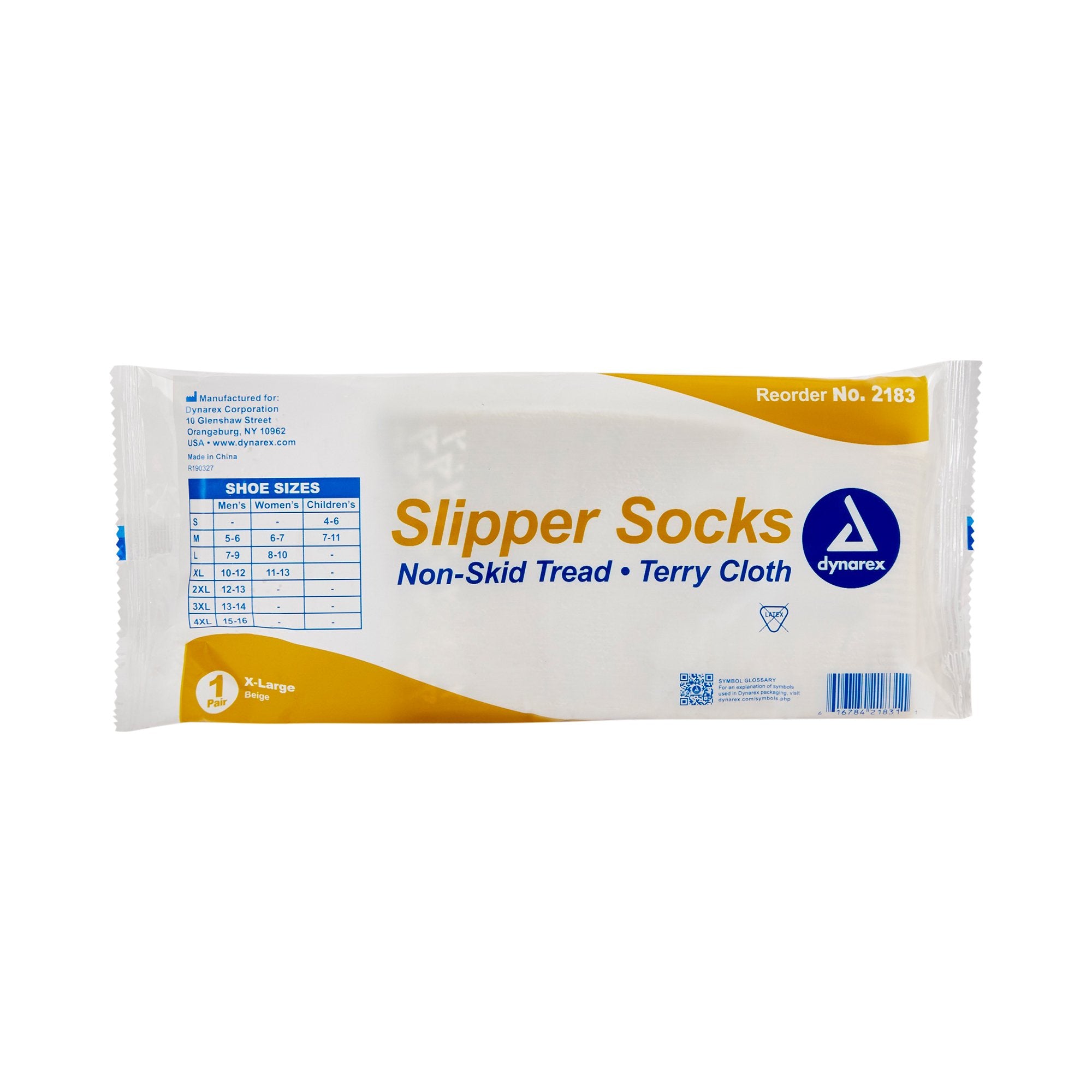 Slipper Socks Dynarex Unisex Adult X-Large Single Tread Single Patient Use Beige - image 2