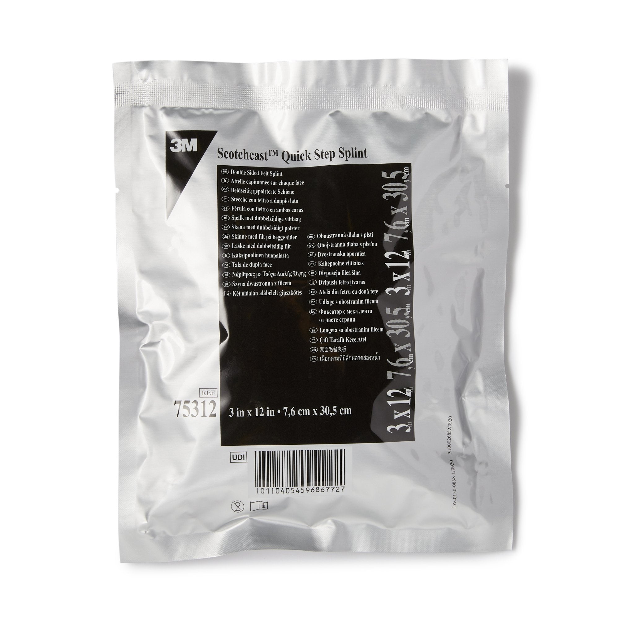 3M™ Scotchcast™ Quick Step Double Sided Felt Padded Splint, 3 x 12 Inch