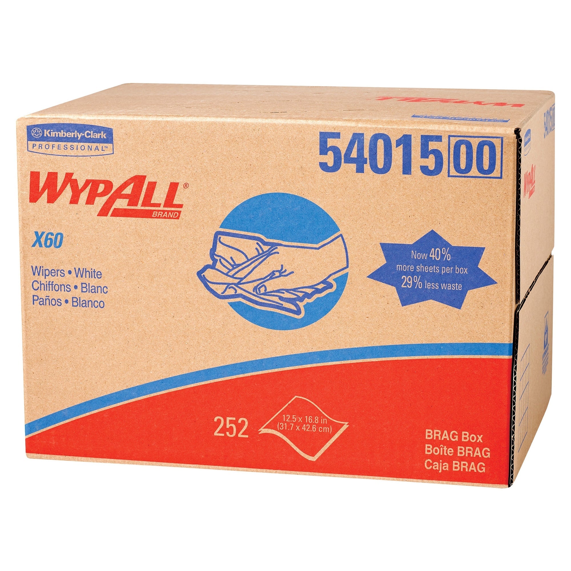 Task Wipe WypAll® X60 White NonSterile Hydroknit Fabric 12-1/2 X 16-4/5 Inch Disposable (252 Units)