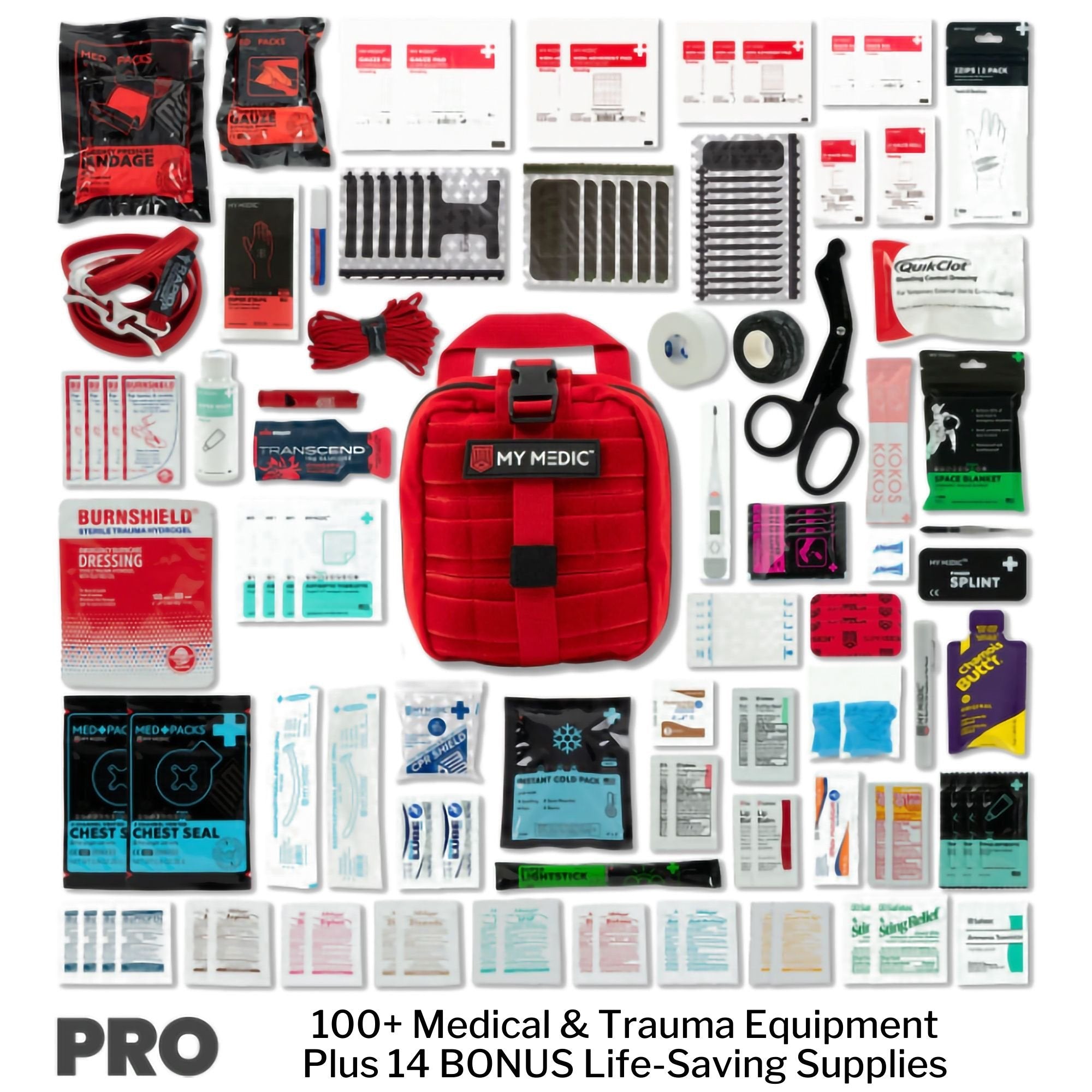 My Medic MYFAK Pro First Aid Kit, Trauma & Medical Supplies for Survival, Red (1 Unit)