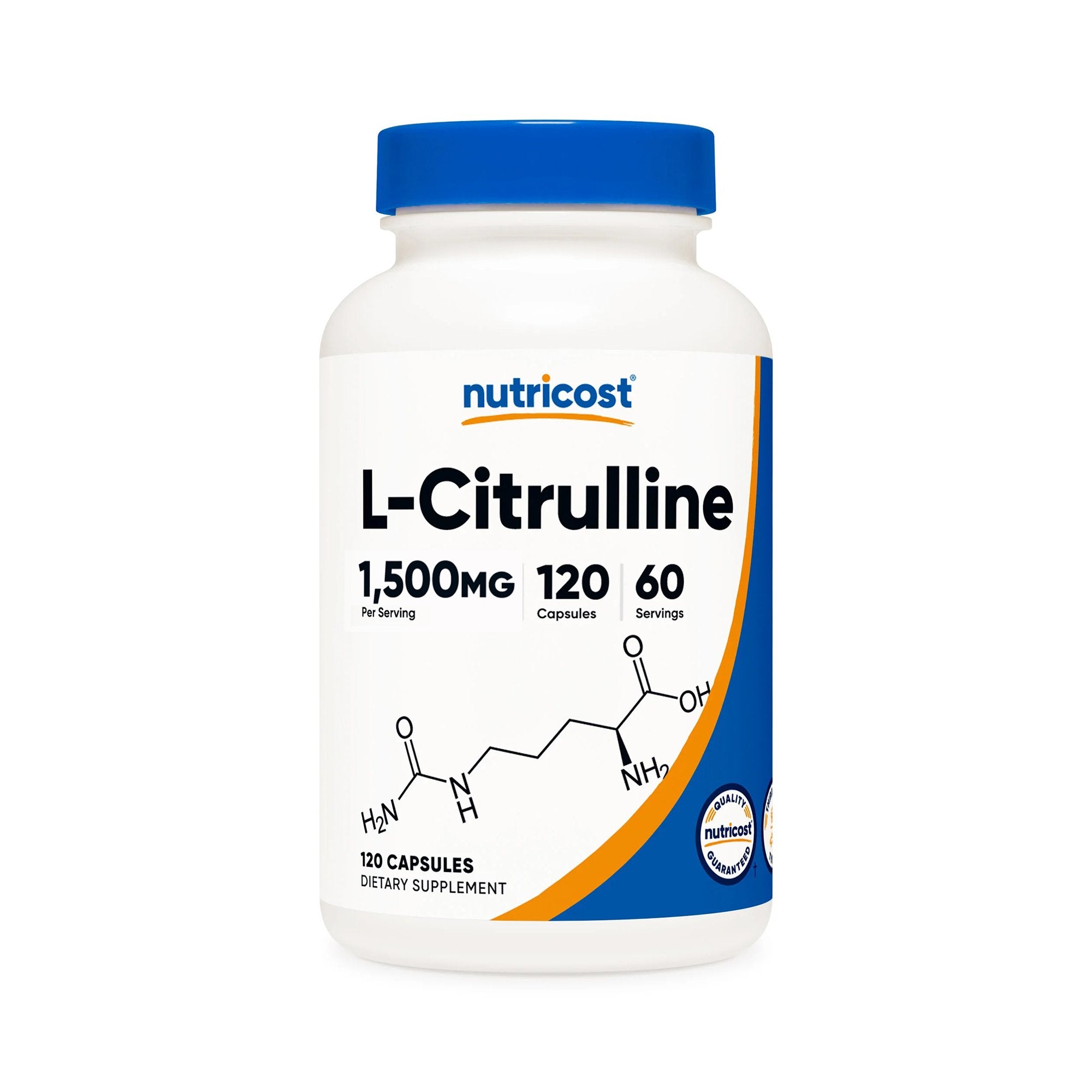 Dietary Supplement nutricost® L-Citrulline 1,500 mg Strength Capsule 120 Per Bottle