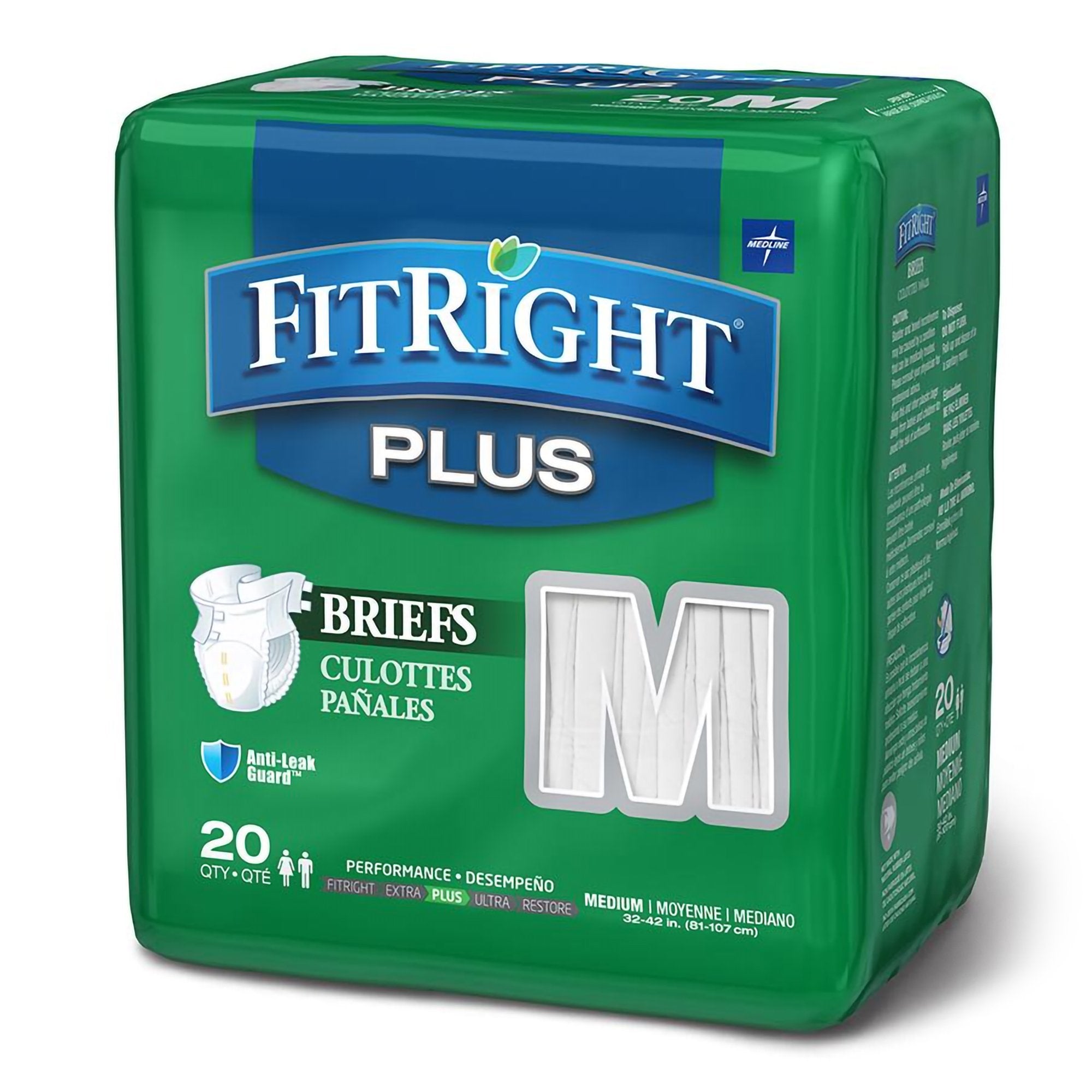 Incontinence Brief FitRight™ Plus Adult Medium Unisex Disposable Moderate Absorbency