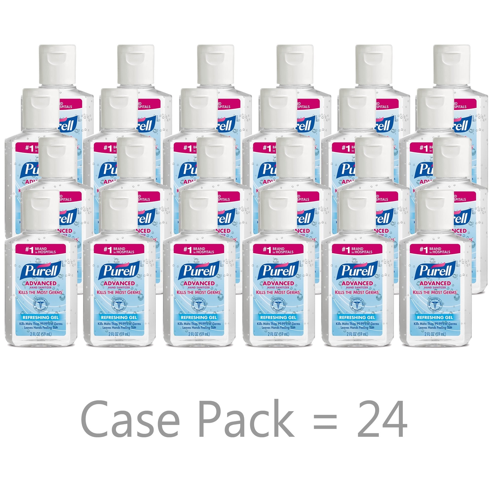 Purell Advanced Hand Sanitizer 70% Ethyl Alcohol Gel, Bottle, 2 oz (24 Units)