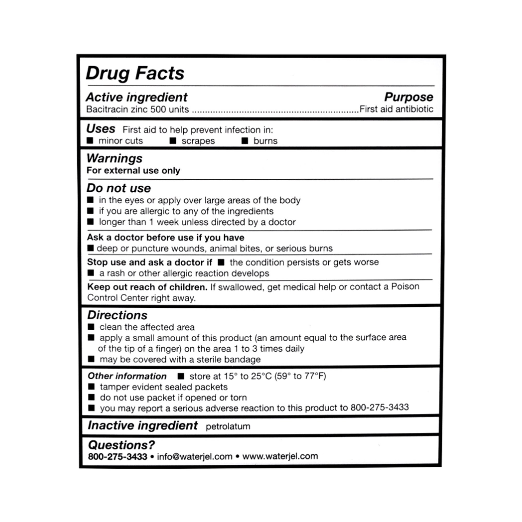 First Aid Antibiotic Bacitracin Zinc Water Jel® Ointment 0.9 Gram Individual Packet - image 3
