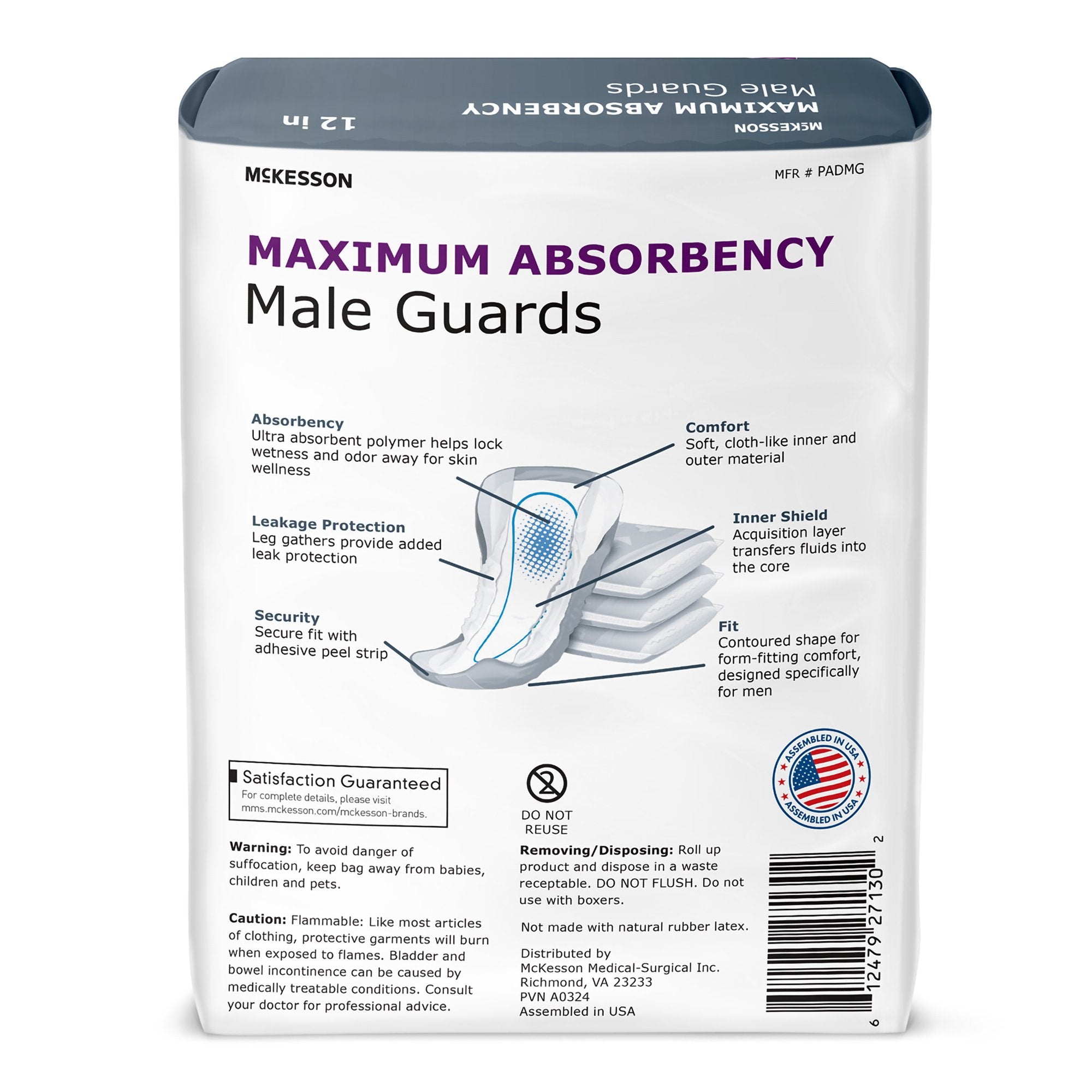 Bladder Control Pad McKesson 12 Inch Length Heavy Absorbency Polymer Core One Size Fits Most - image 2