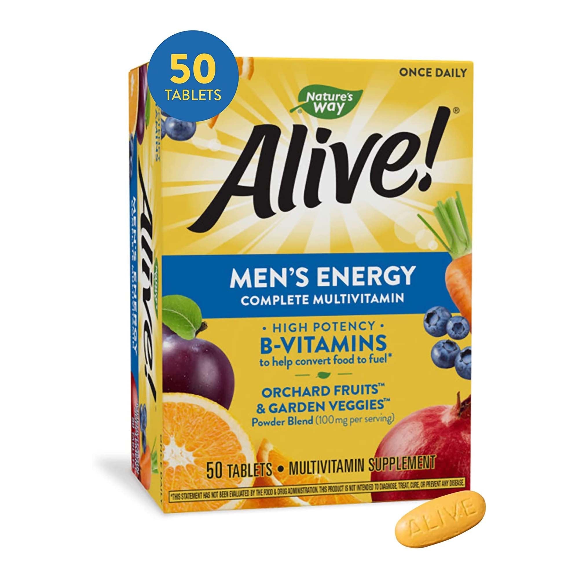 Multivitamin Supplement Alive!® Men’s Energy Vitamin A / Vitamin C 900 mcg / 180 mg Strength Tablet (50 Units)