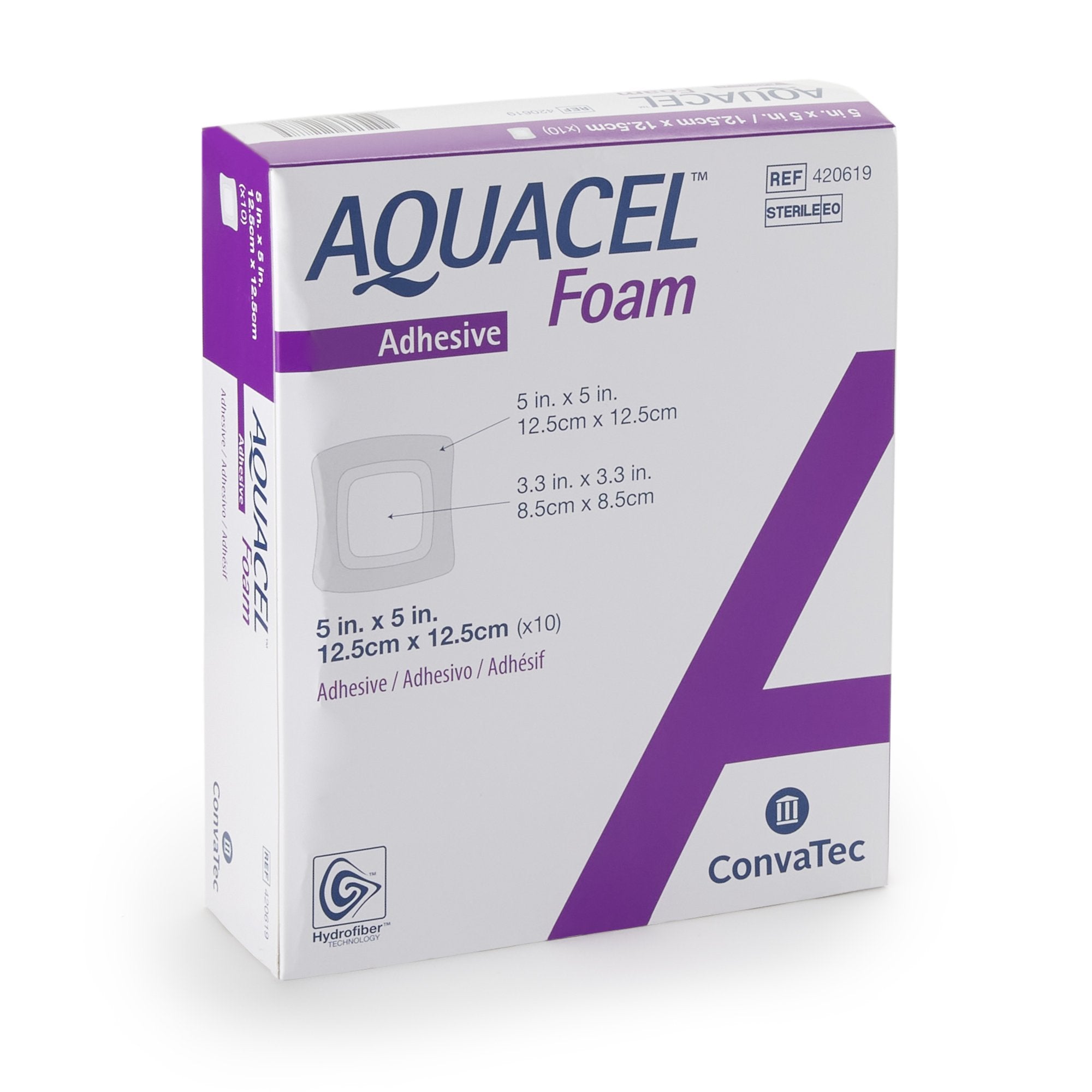 Aquacel® Silicone Adhesive with Border Silicone Foam Dressing, 5 x 5 Inch (10 Units)