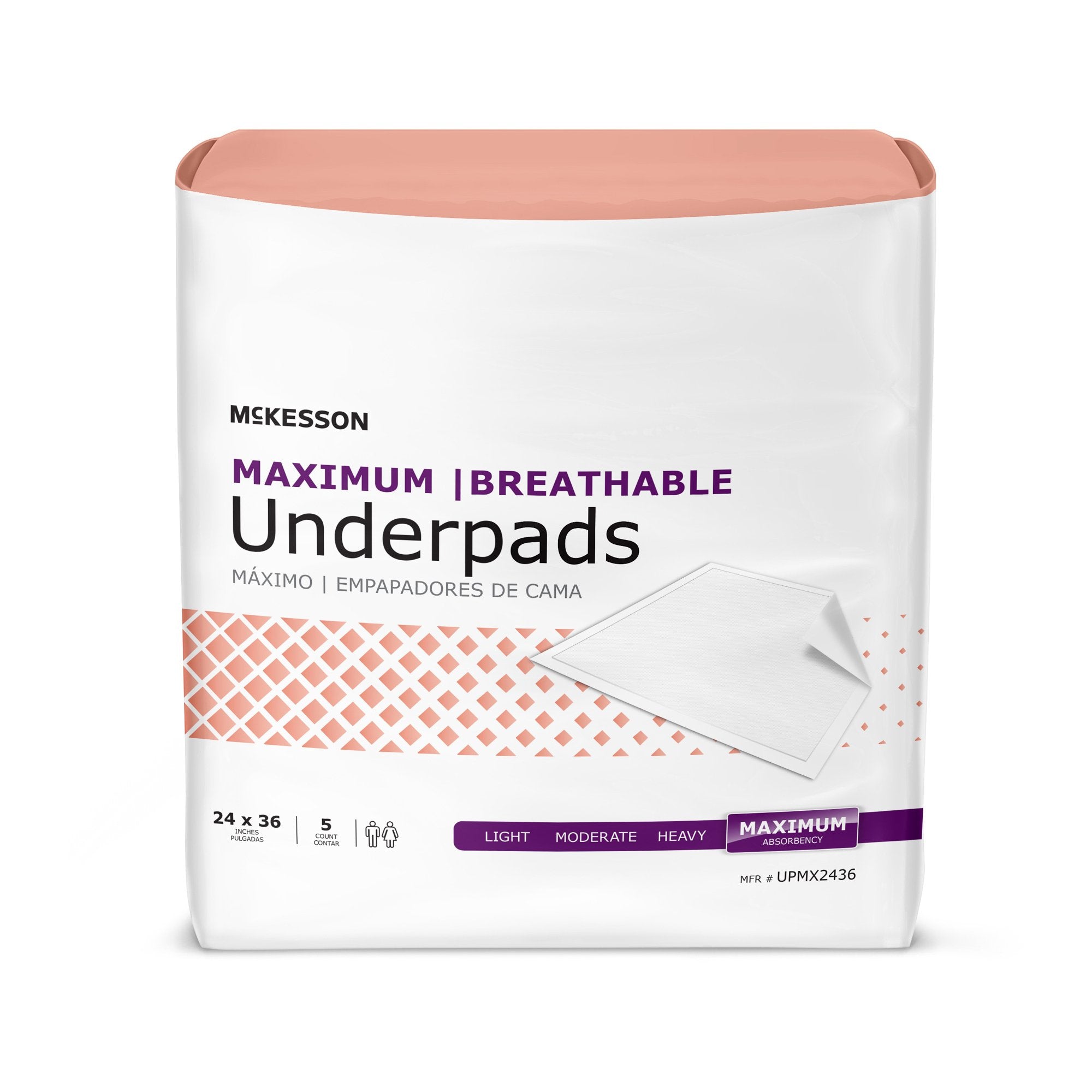 McKesson Ultimate Breathable Underpads, Maximum Protection, 24" x 36" (5 Units)