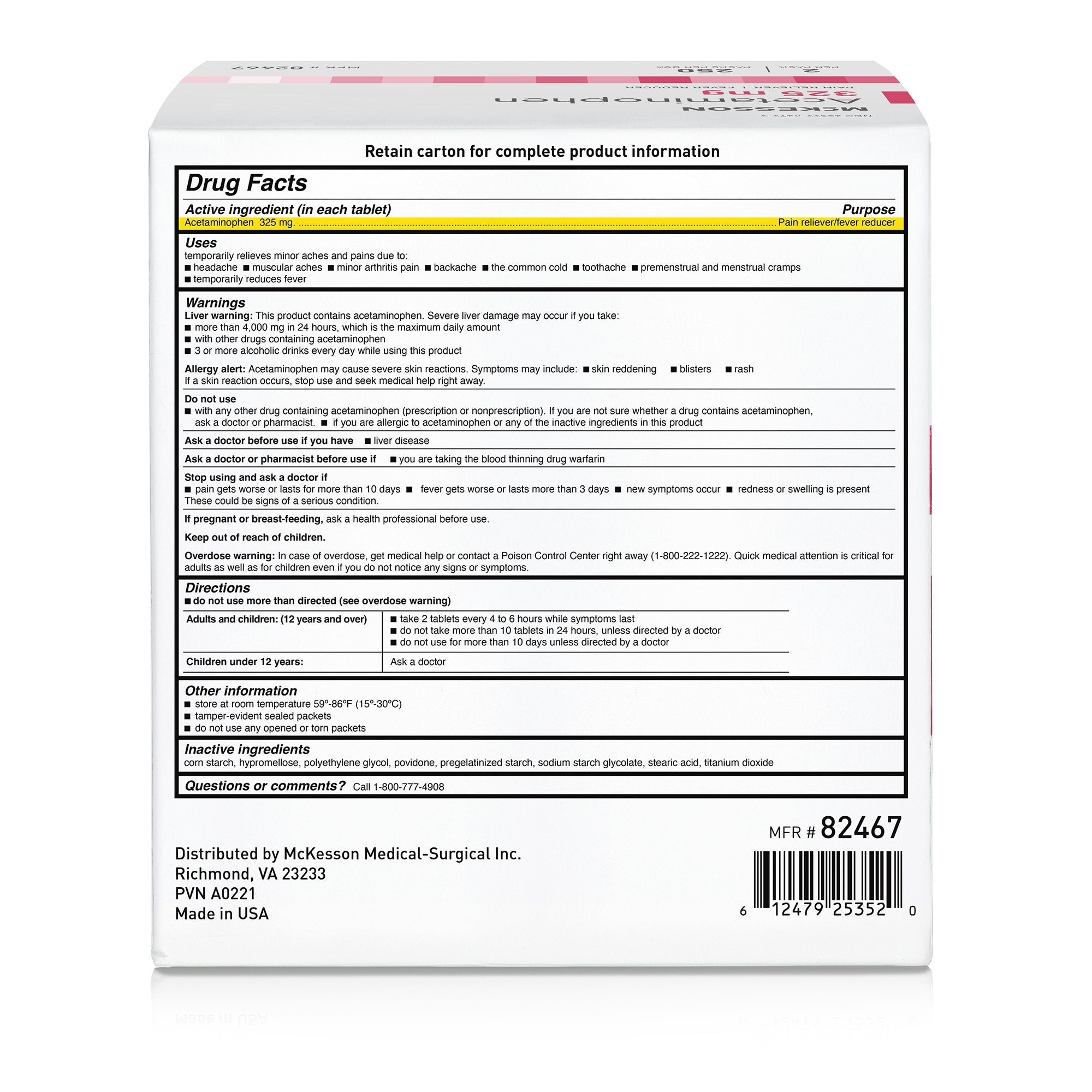 McKesson Acetaminophen Pain Relief (250 Units)