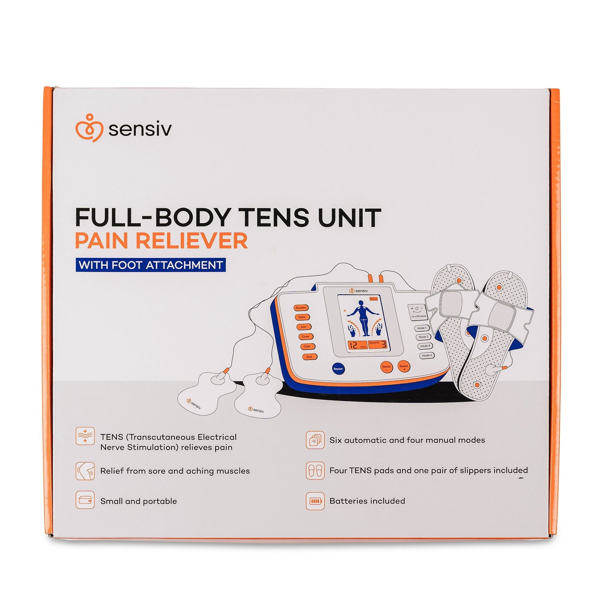 Sensiv Full-Body TENS Pain Relief Therapy with Foot Attachment (10 Units)