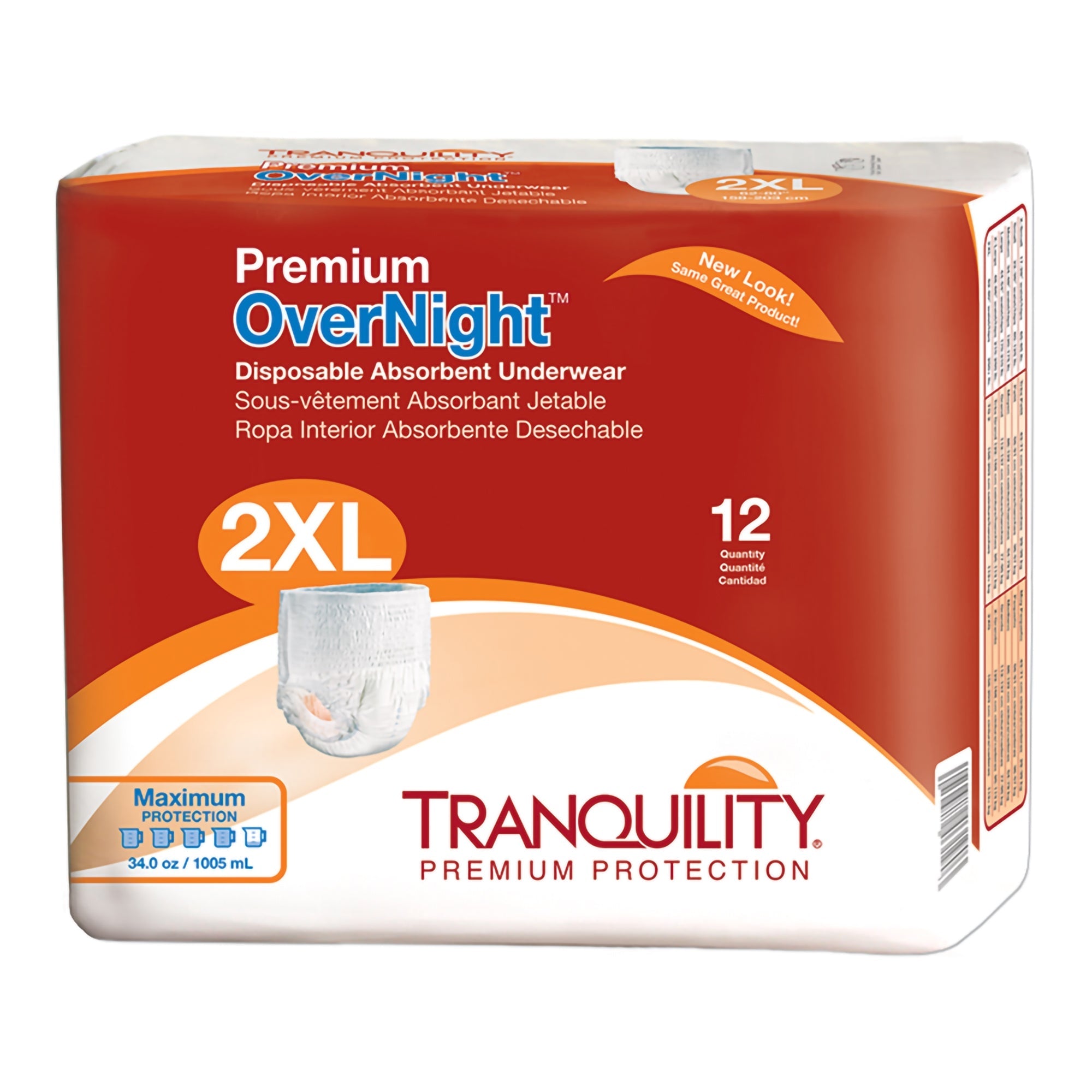 Tranquility Premium OverNight Absorbent Underwear XXL - 48 Pack