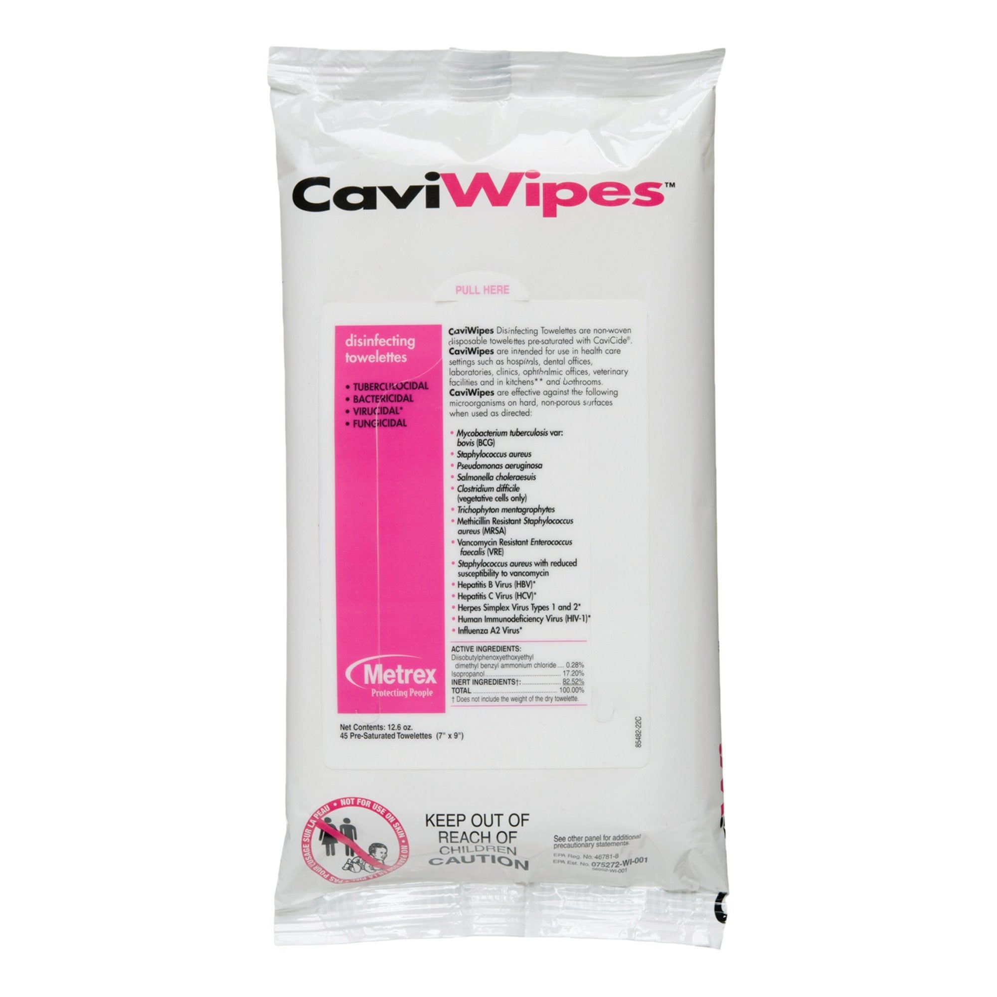 Metrex CaviWipes Disinfectant Wipes - Alcohol-Based, 7x9", 20 Packs