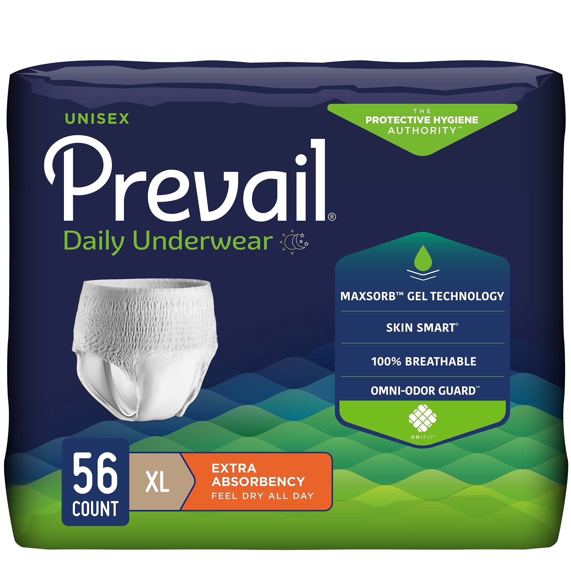 Prevail Daily Underwear XL - Extra Absorbent Unisex Briefs (14 Pack)