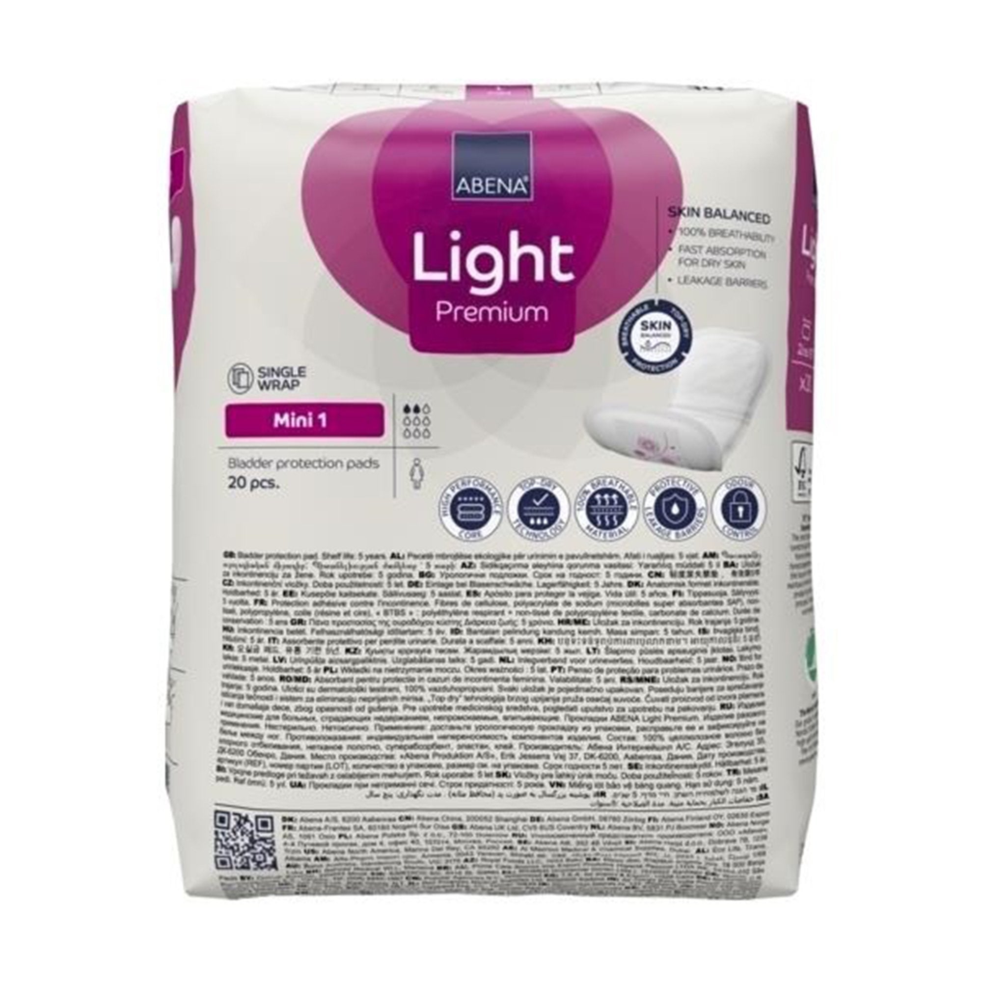 Abena® Light Premium Bladder Protection Pads, Mini 1 (20 Units)