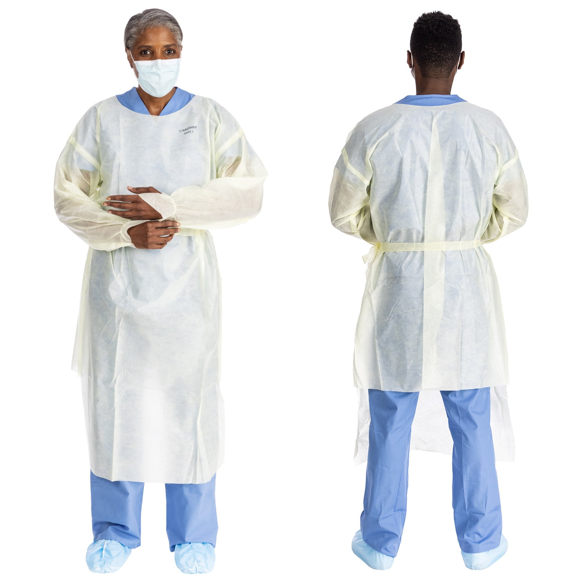 Protective Procedure Gown Halyard Basics Large Yellow NonSterile AAMI Level 2 Disposable (10 Units)