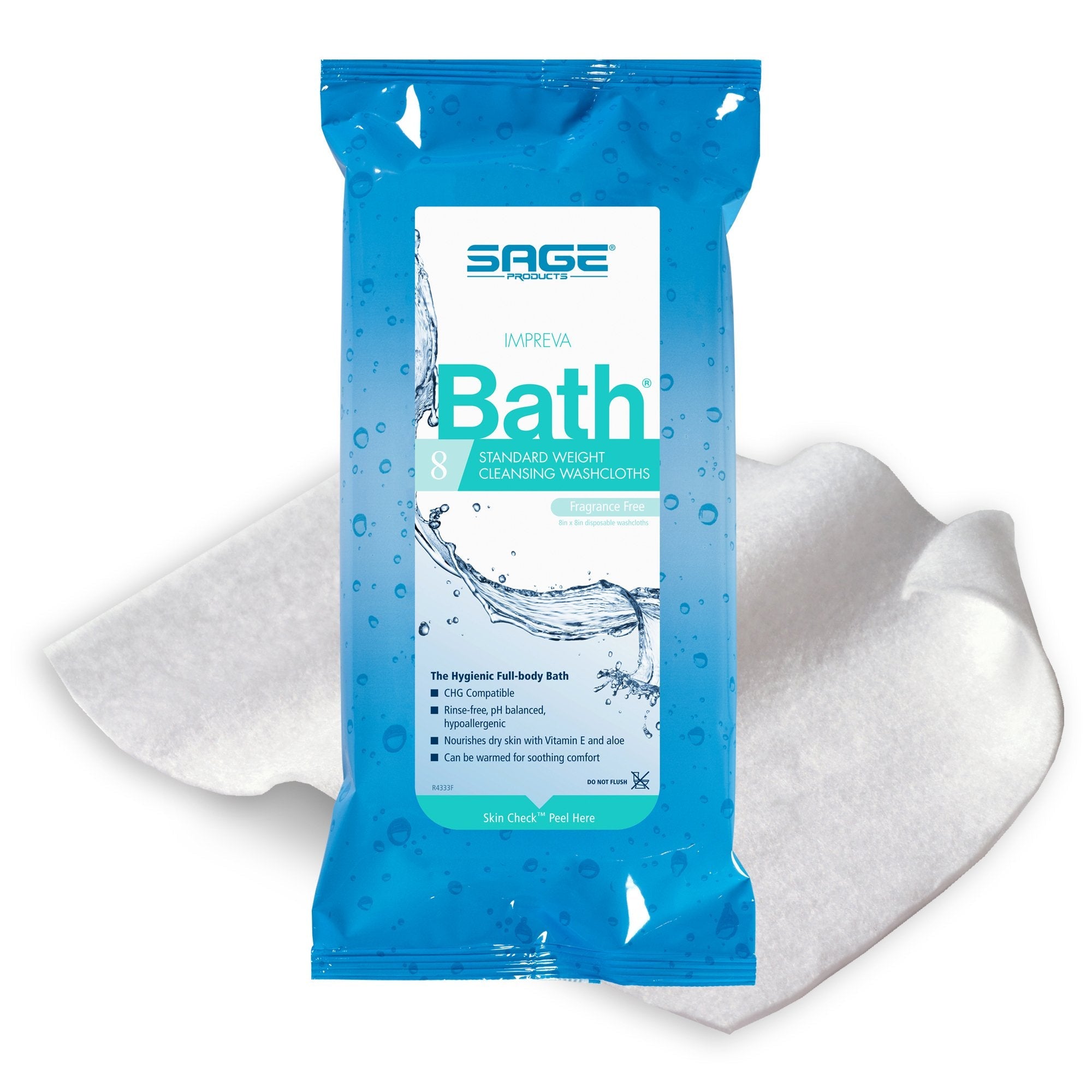 Sage Comfort Bath Rinse-Free Wipes, Aloe, Unscented, Soft Pack (1 Unit)