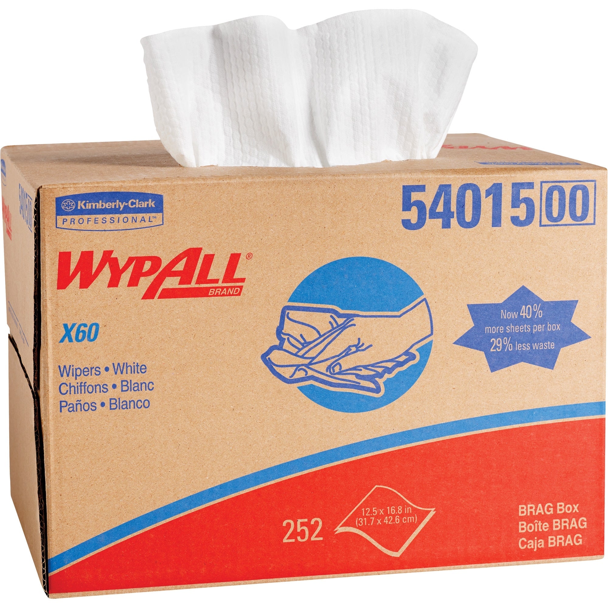 Task Wipe WypAll® X60 White NonSterile Hydroknit Fabric 12-1/2 X 16-4/5 Inch Disposable (252 Units)