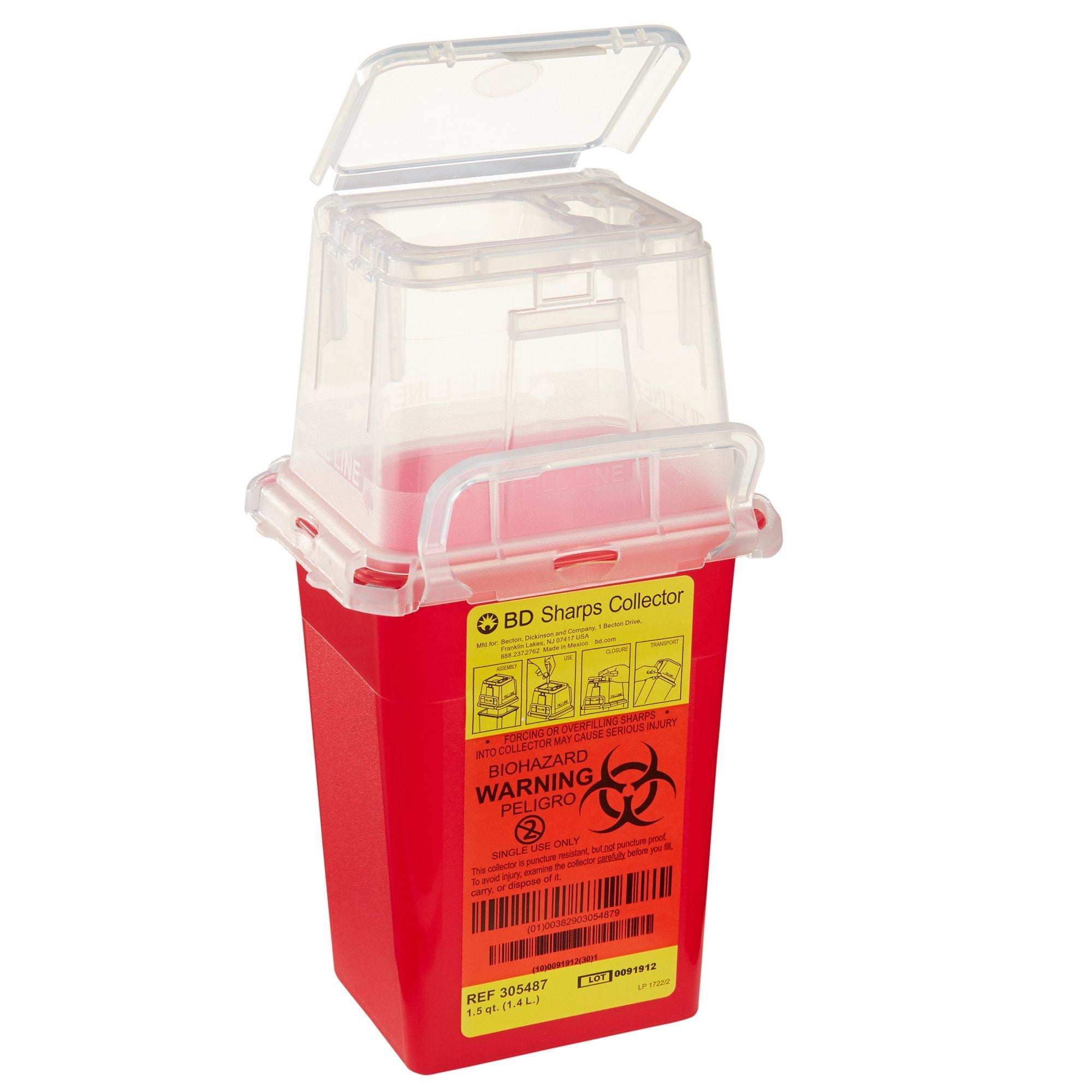 BD Phlebotomy Sharps Container, 1-1/2 Quart, 9 x 4-1/2 x 4 Inch (36 Units)