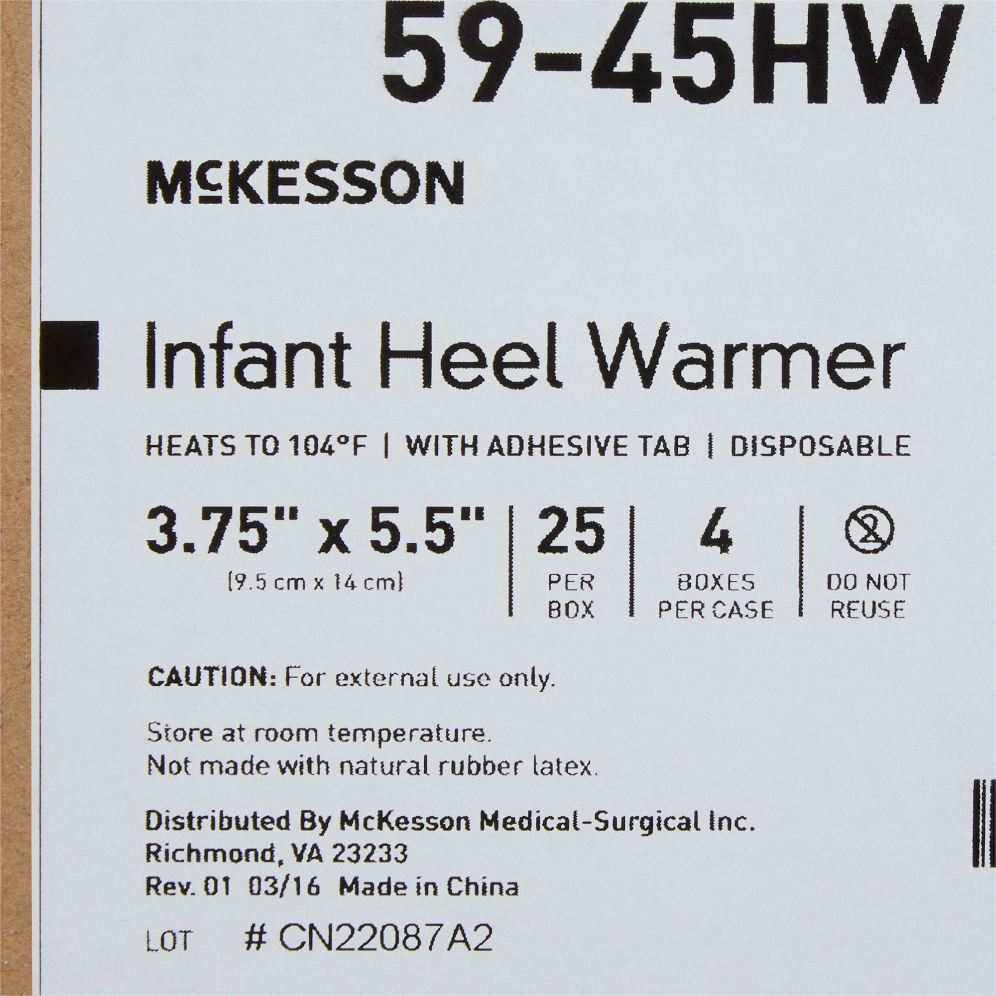McKesson Infant Heel Warmer, 3¾ x 5½ Inch (25 Units)