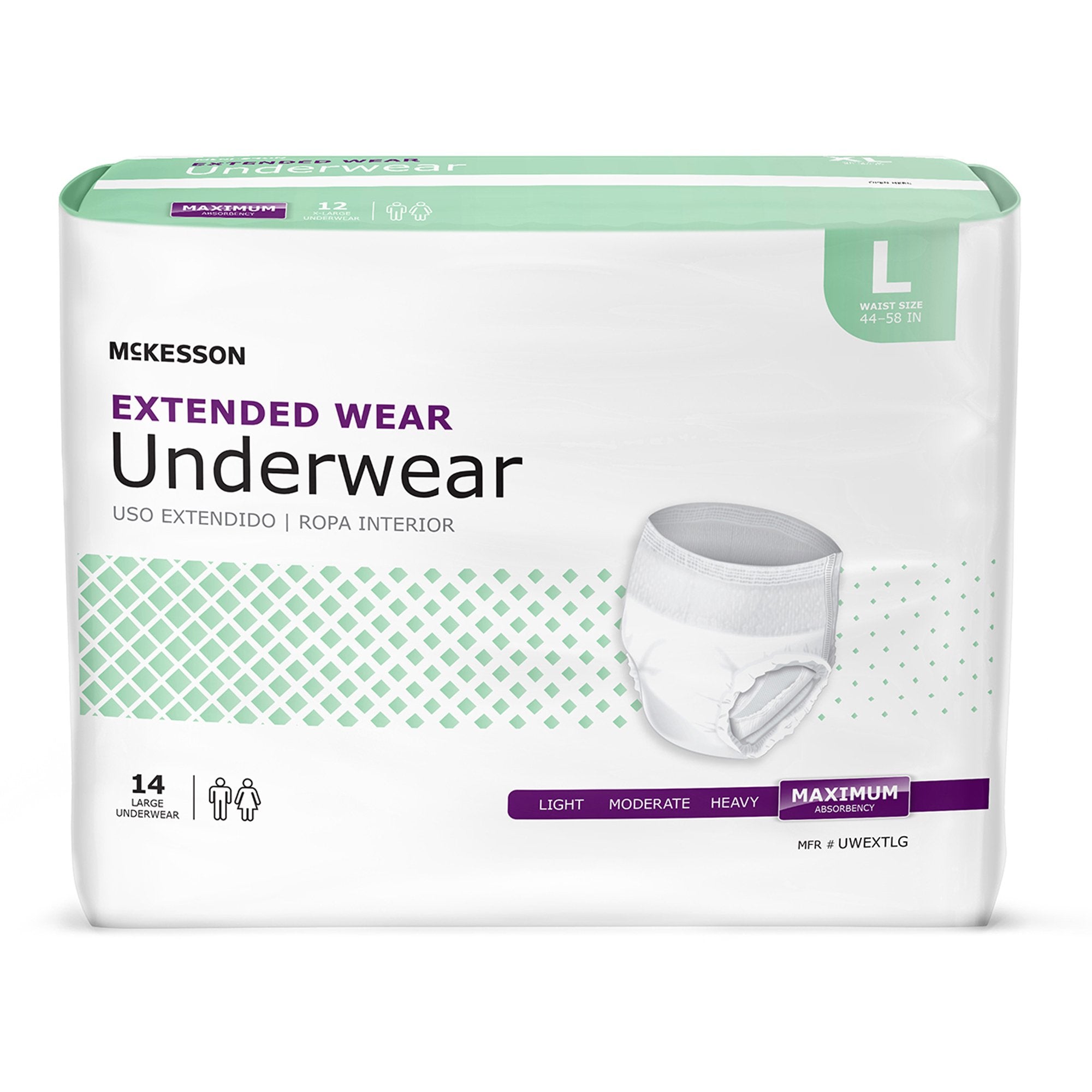 McKesson Extended Wear Maximum Absorbency Underwear, Large