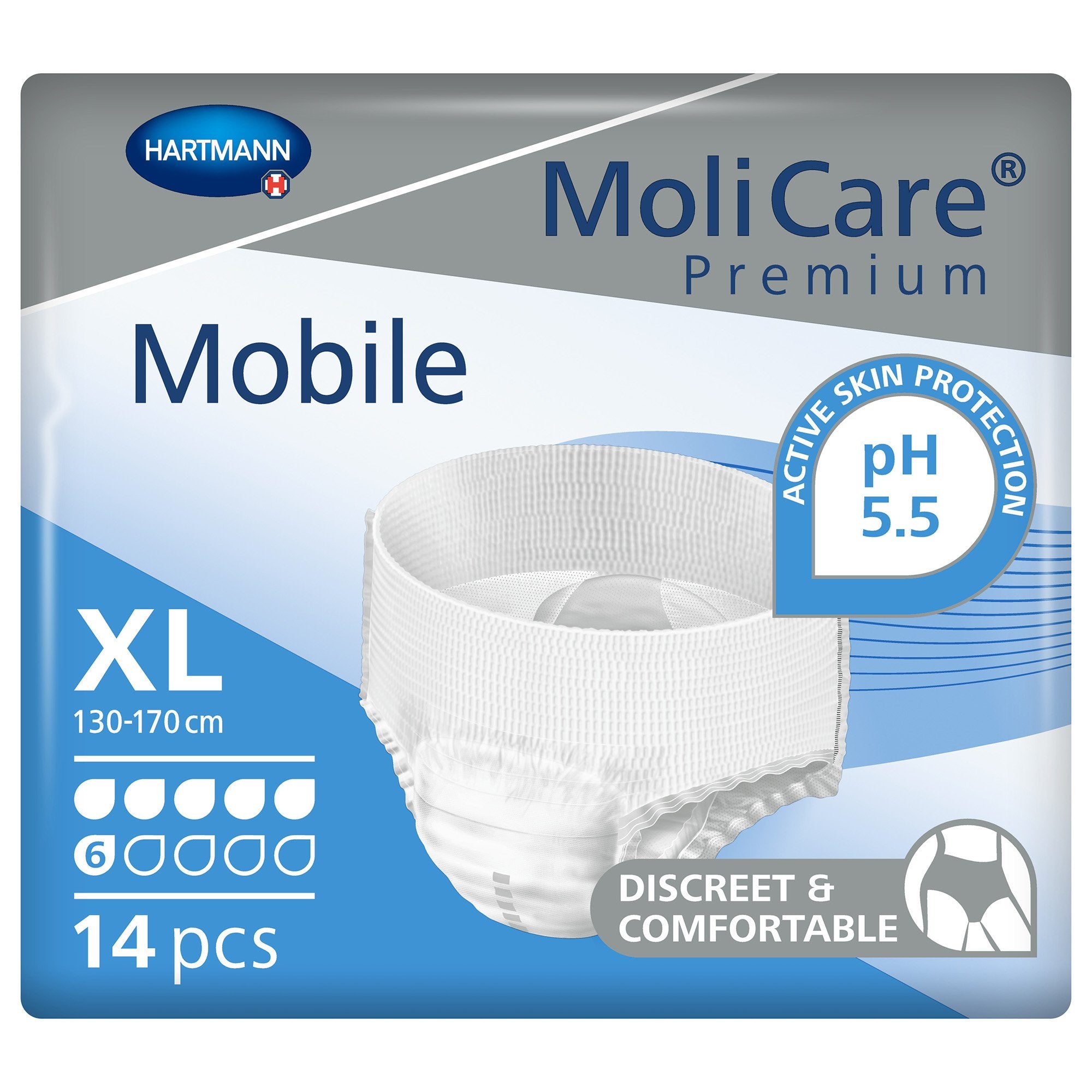 Absorbent Underwear MoliCare® Premium Mobile 6D Pull On with Tear Away Seams Adult X-Large Unisex Disposable Moderate Absorbency - image 3