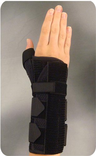 Wrist Brace with Thumb Spica Universal 3D Spacer Material / Metal Right Hand Black One Size Fits Most (1 Unit)