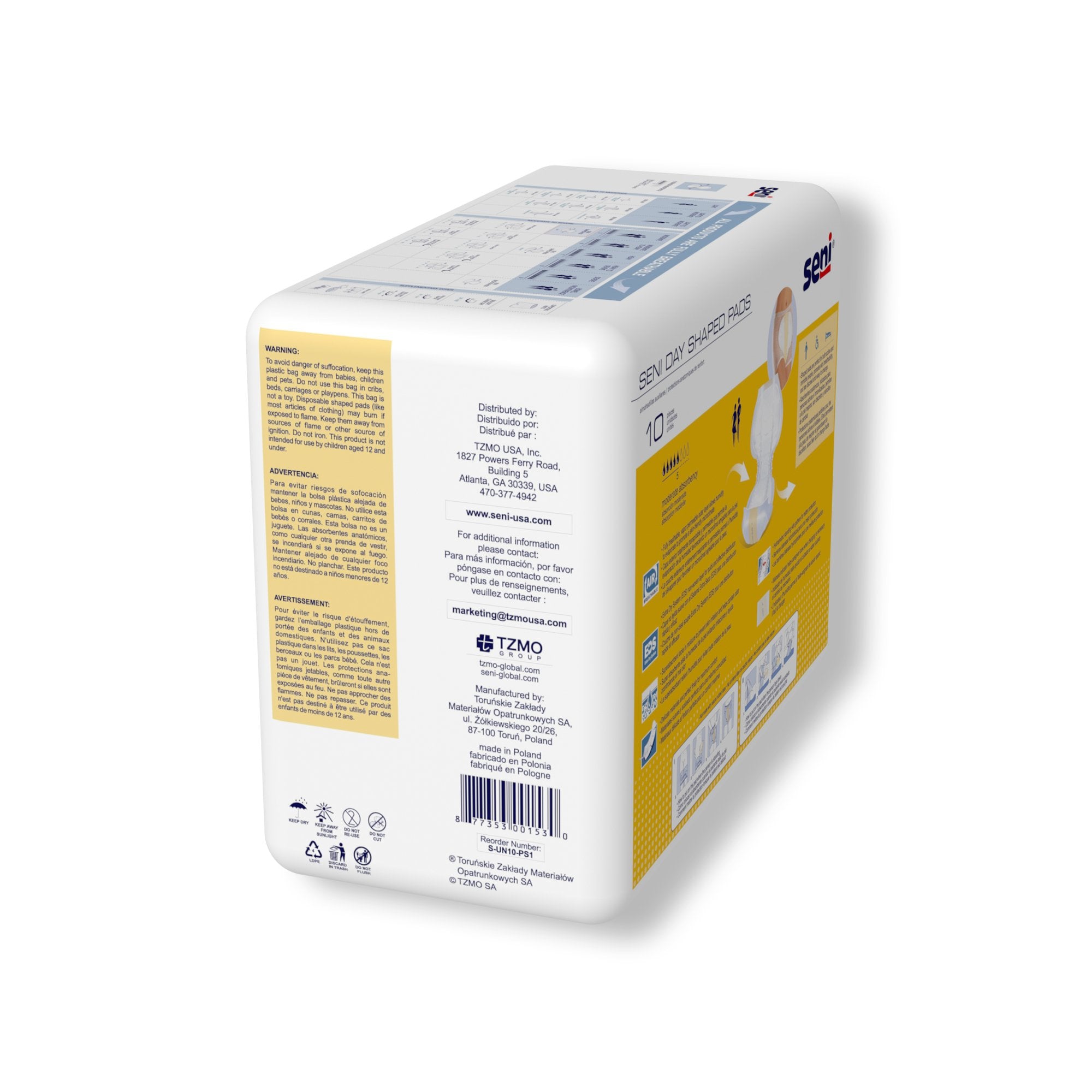 Incontinence Liner Seni® Shaped Day Pads 25 Inch Length Moderate Absorbency Super Absorbent Core One Size Fits Most - image 5