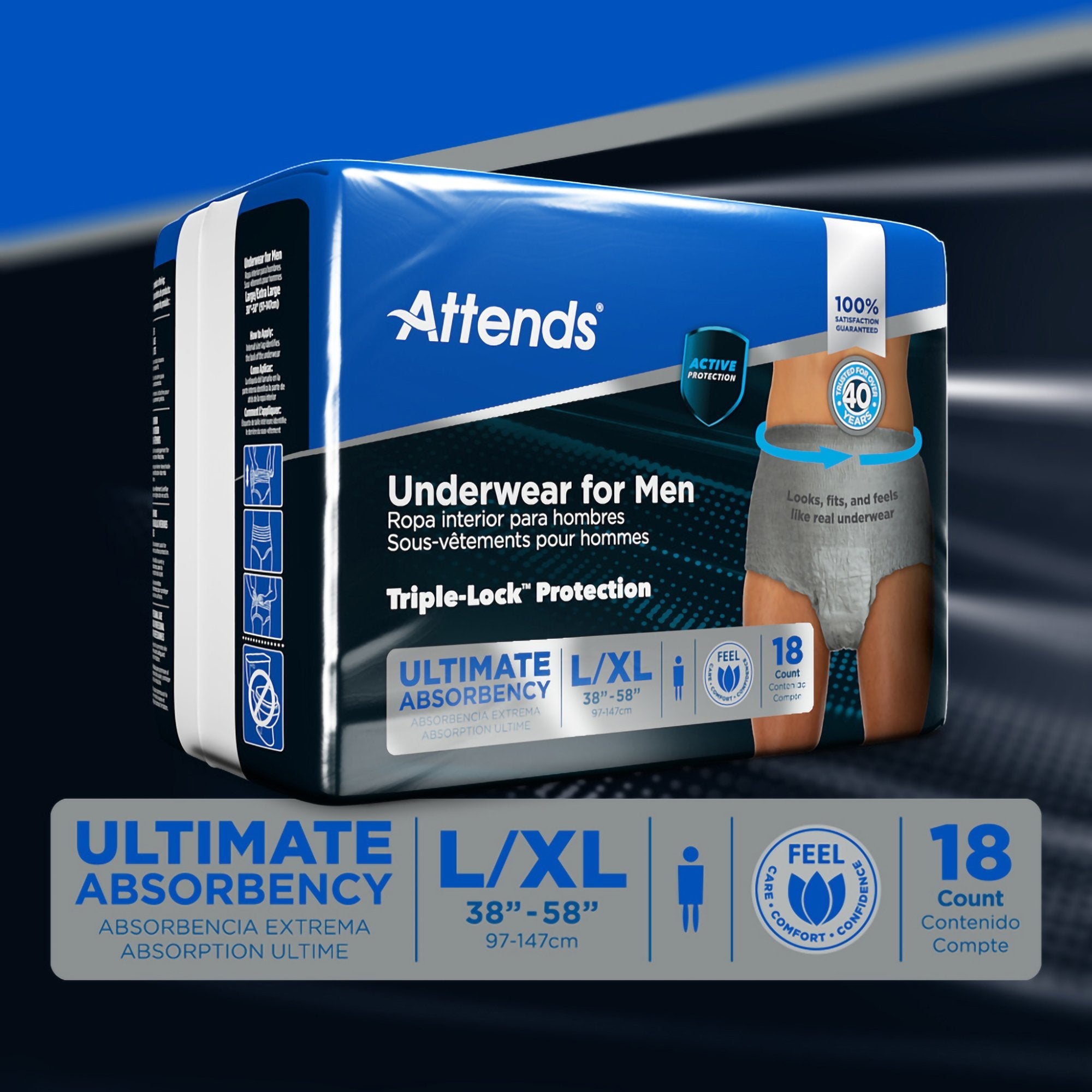 Attends® Discreet Men's Underwear, Level 5, Large / X-Large (18 Units)