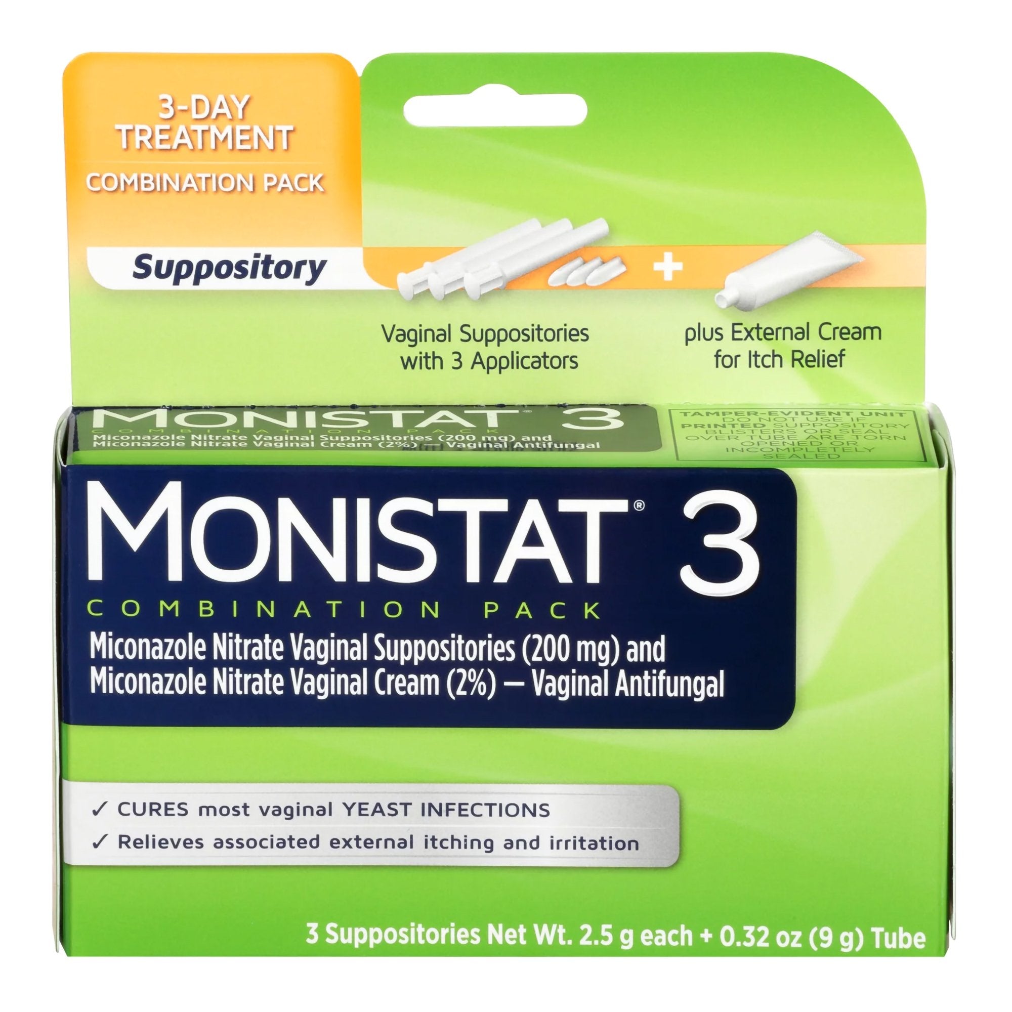 Vaginal Antifungal MONISTAT® 3-Day Treatment Combination Pack Ovule® 200 mg / 2% Strength Ovule® insert 3 Per Box Applicator (3 Units)