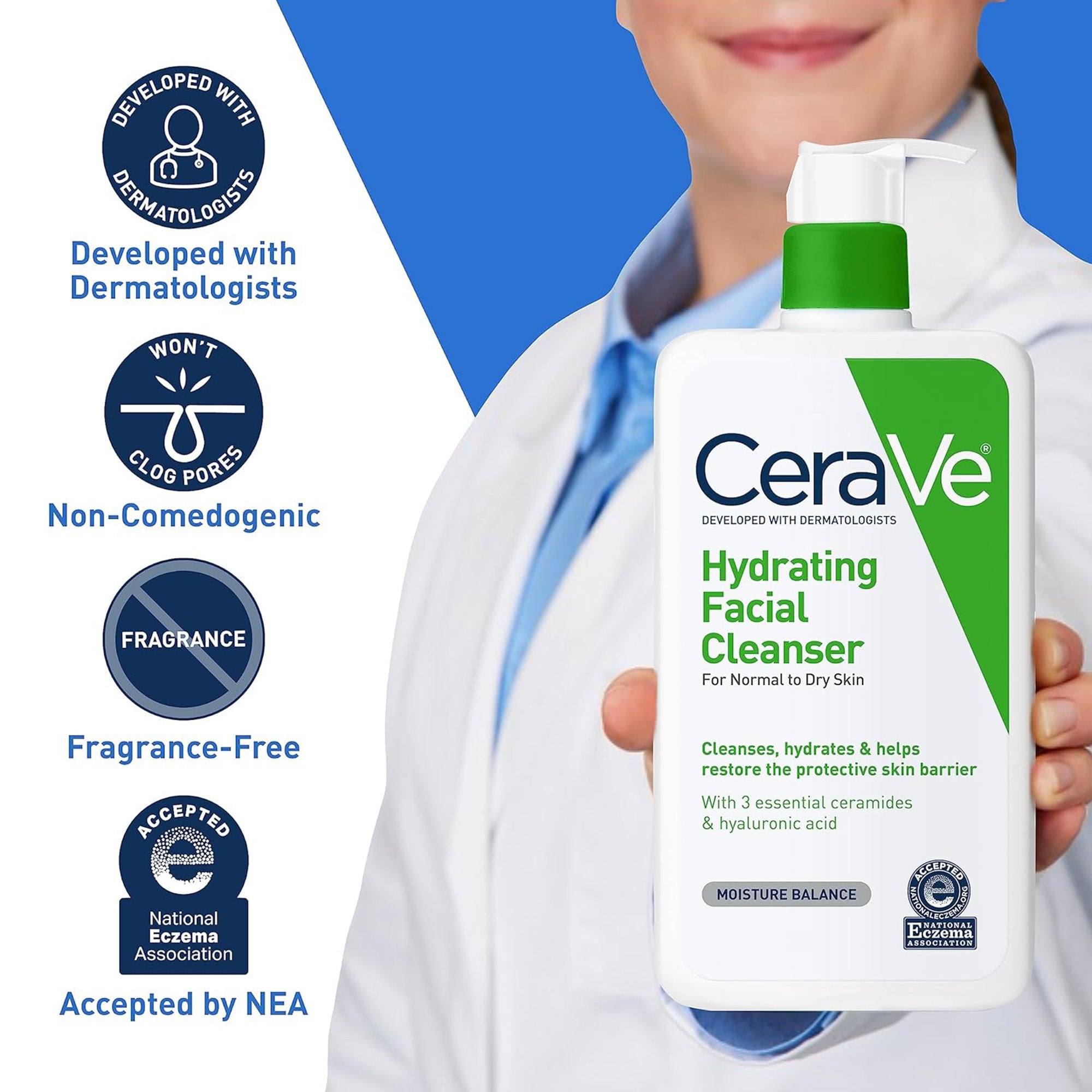 Facial Cleanser CeraVe® Hydrating Lotion 16 oz. Pump Bottle Unscented - image 6