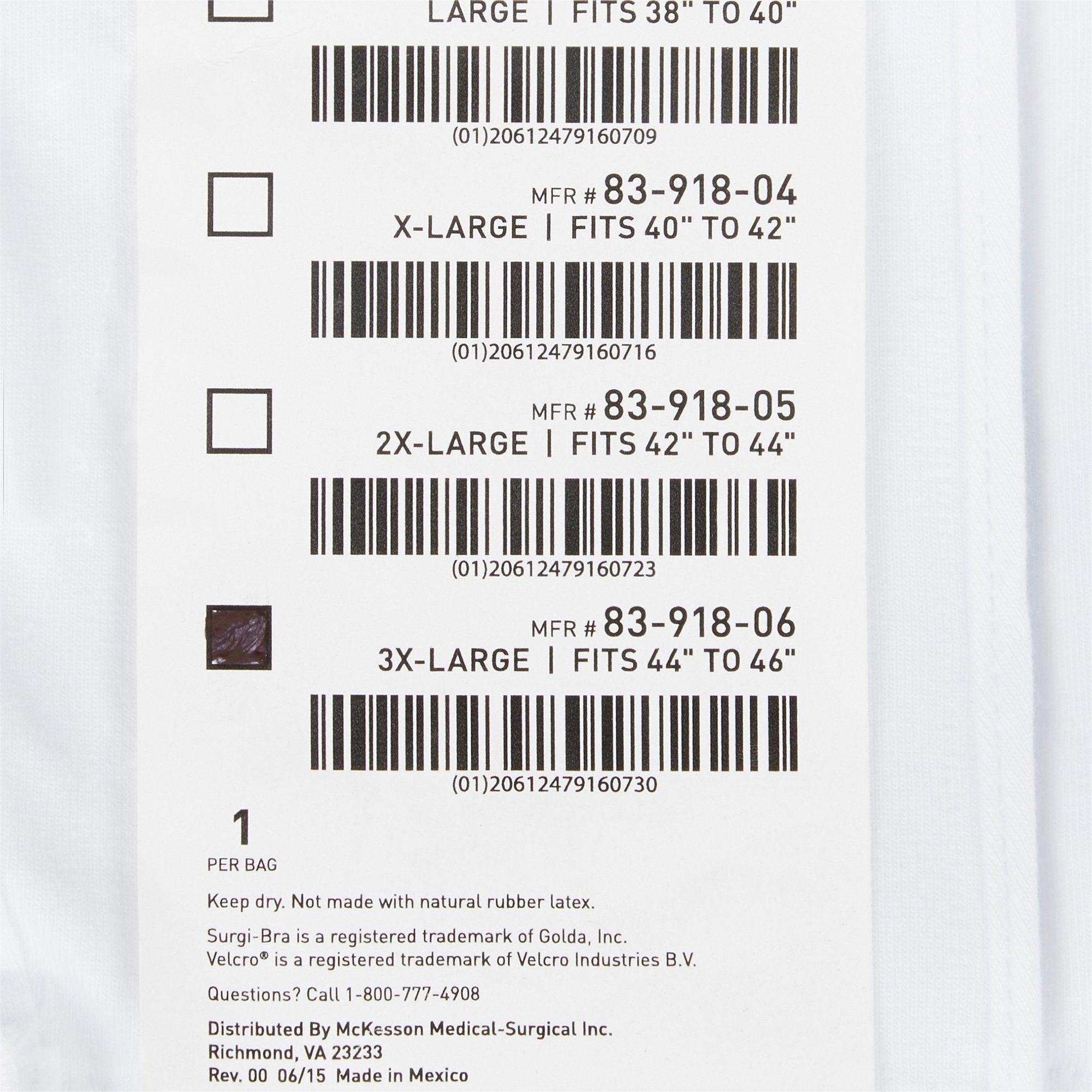 McKesson Post-Surgical Bra, 44-46 Inch (1 Unit)