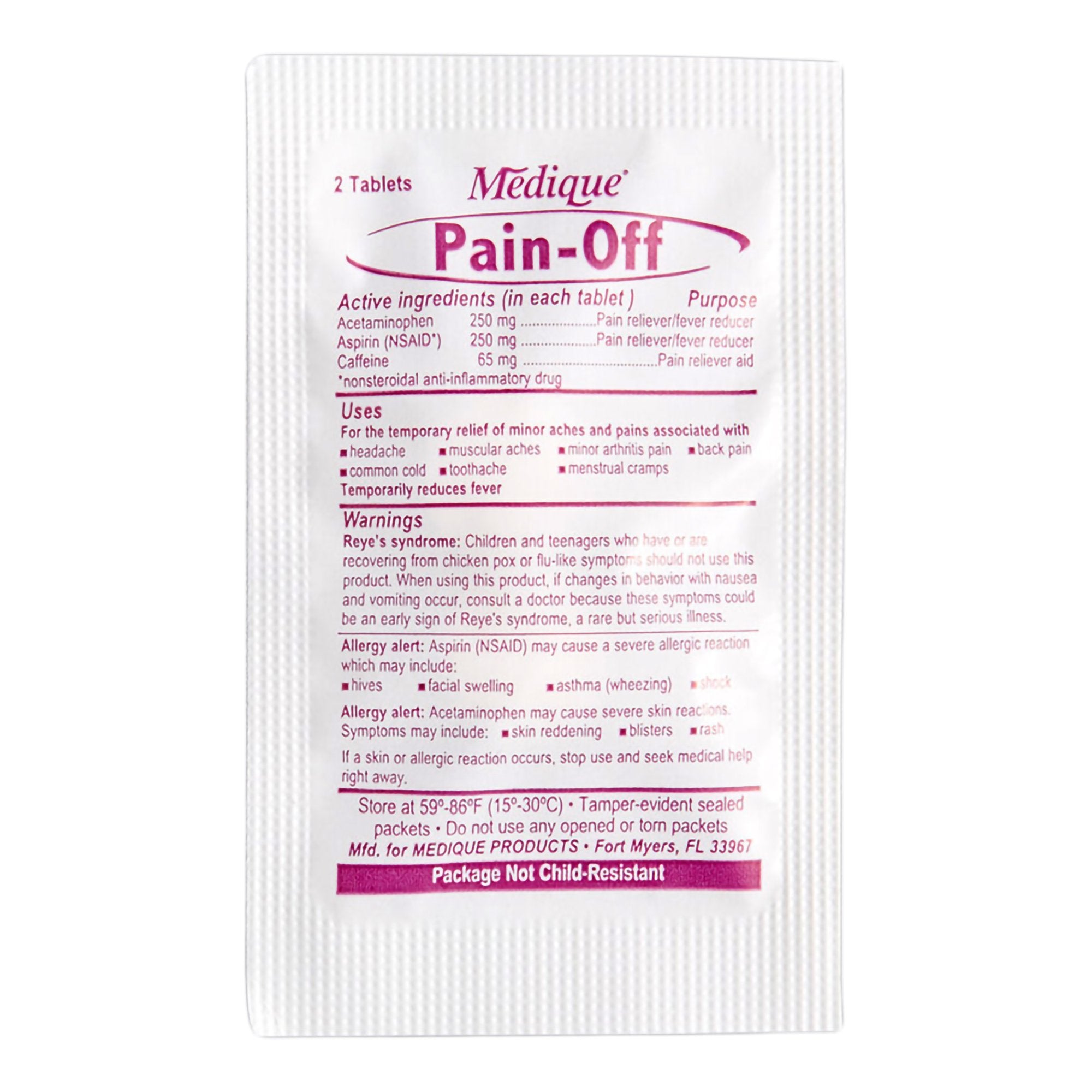 Pain Relief Pain-Off® 250 mg - 250 mg - 65 mg Strength Acetaminophen / Aspirin / Caffeine Tablet 100 per Box - image 3