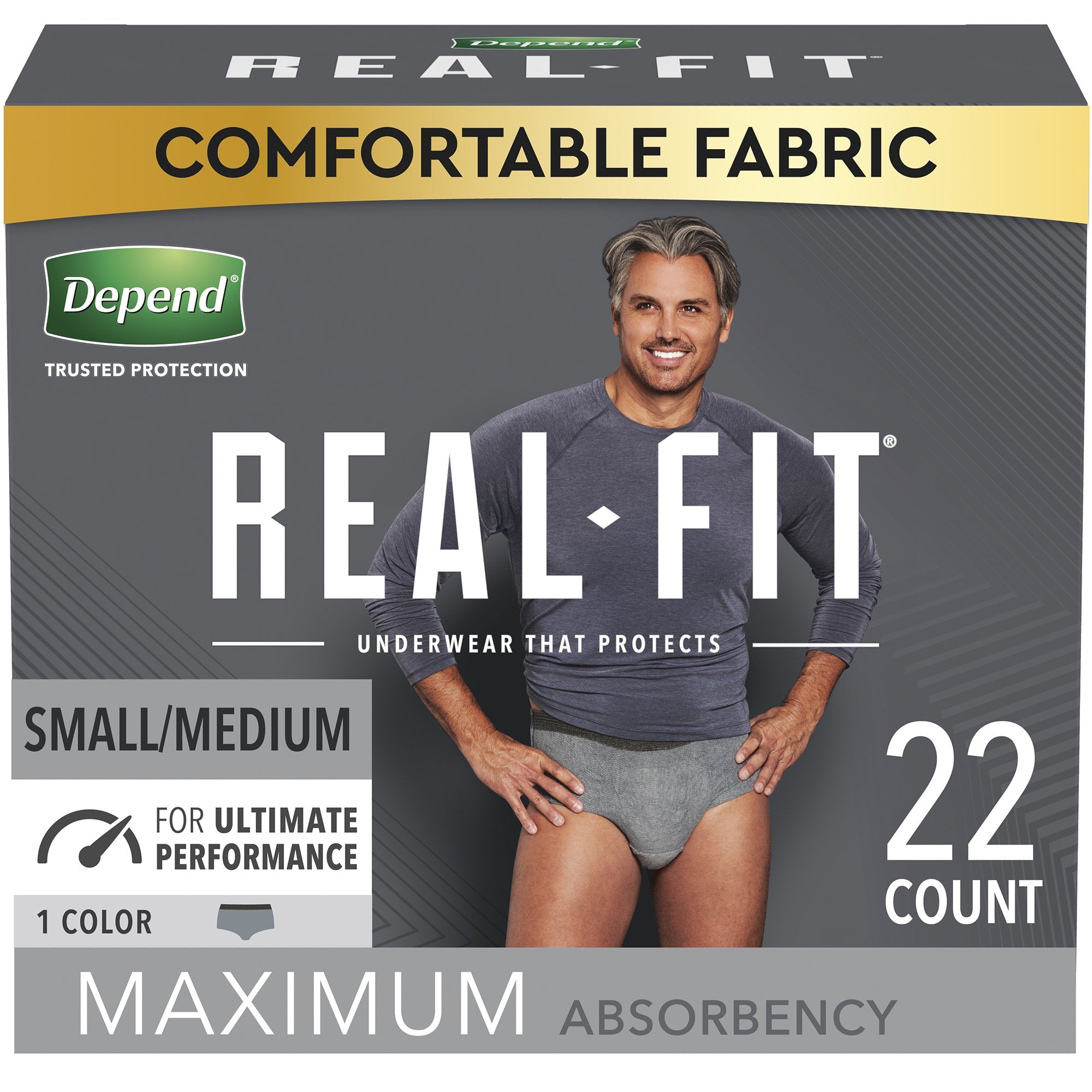 Depend® Real Fit® Maximum Absorbent Underwear, Small / Medium, 22 per Package (22 Units)