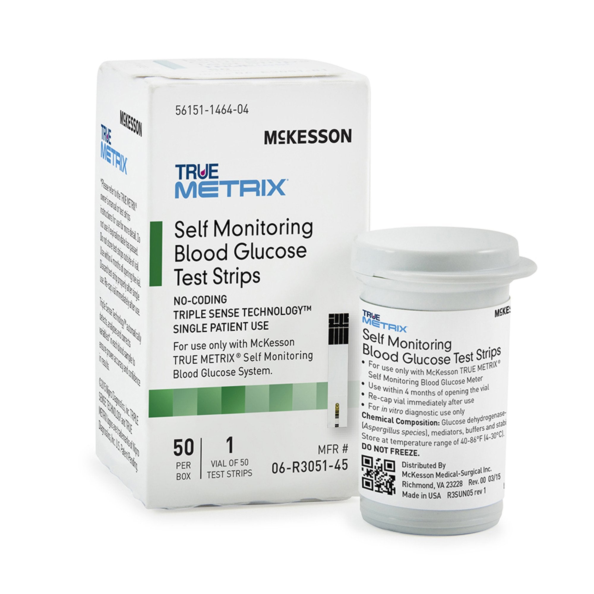 Blood Glucose Test Strips McKesson TRUE METRIX® 50 Strips per Pack For McKesson TRUE METRIX® Self Monitoring Blood Glucose System