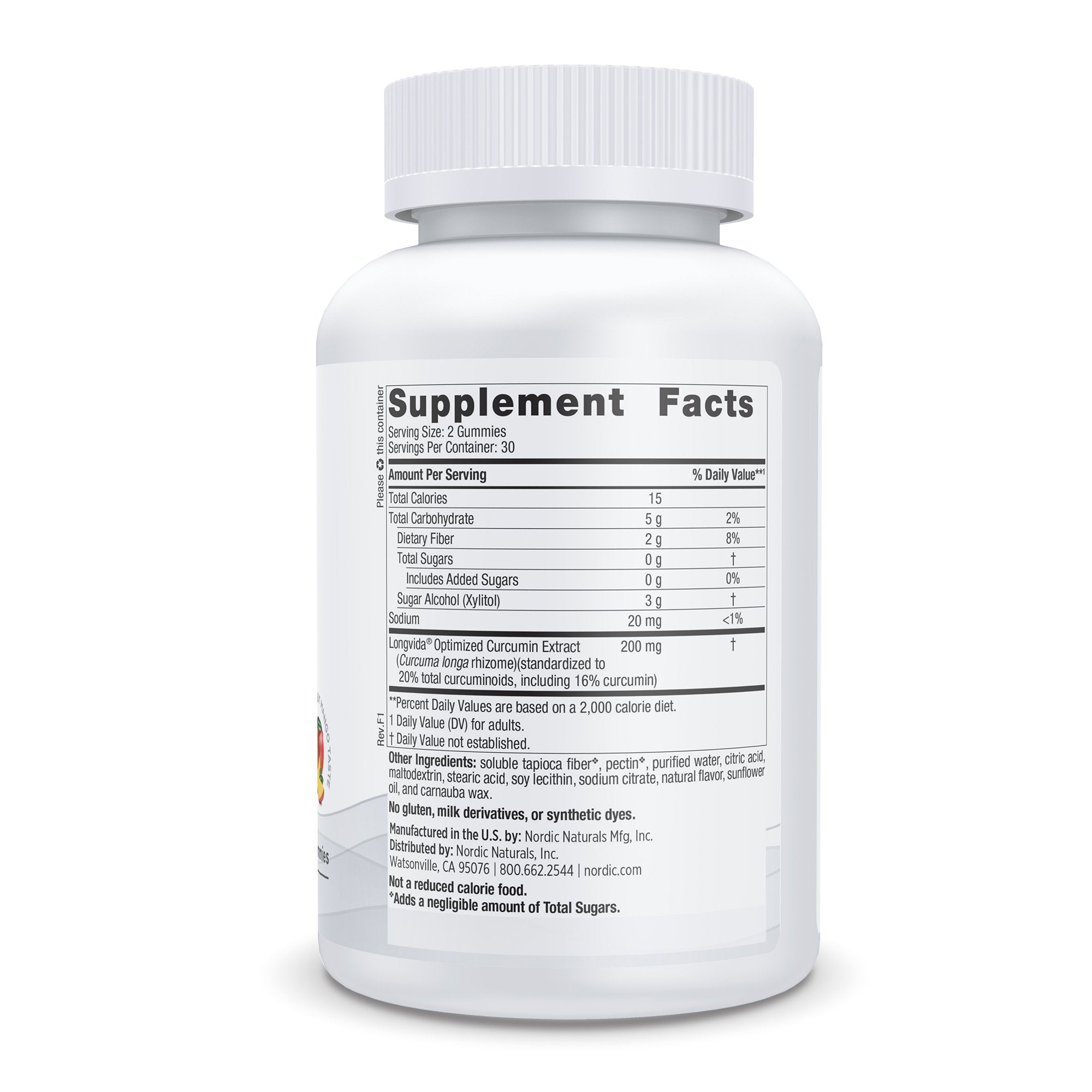 Dietary Supplement Nordic Naturals® Zero Sugar Curcumin Curcumin 200 mg Strength Gummy 60 per Bottle Mango Flavor - image 2