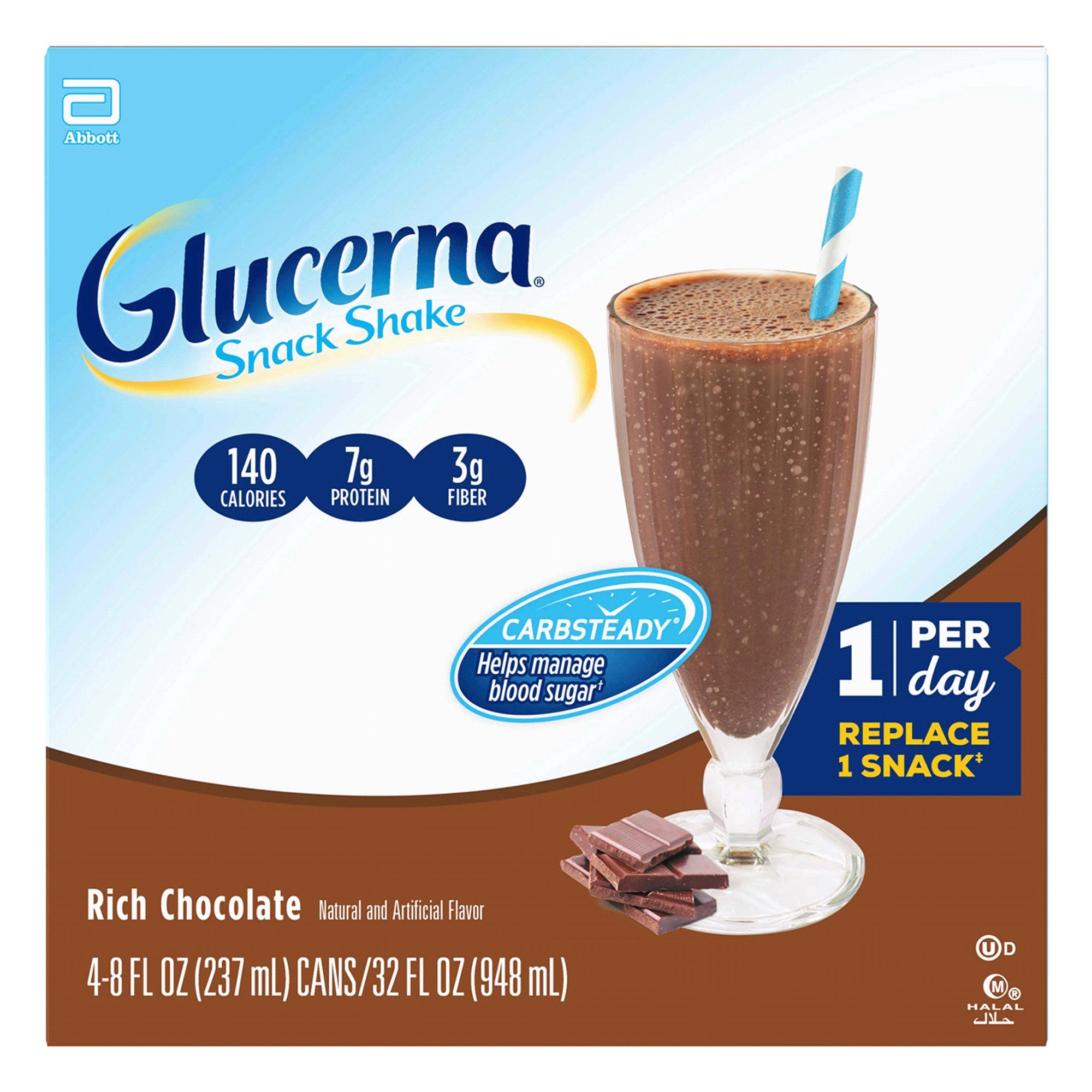 Glucerna Original Shake, Chocolate, 8oz - Diabetic Support Supplement