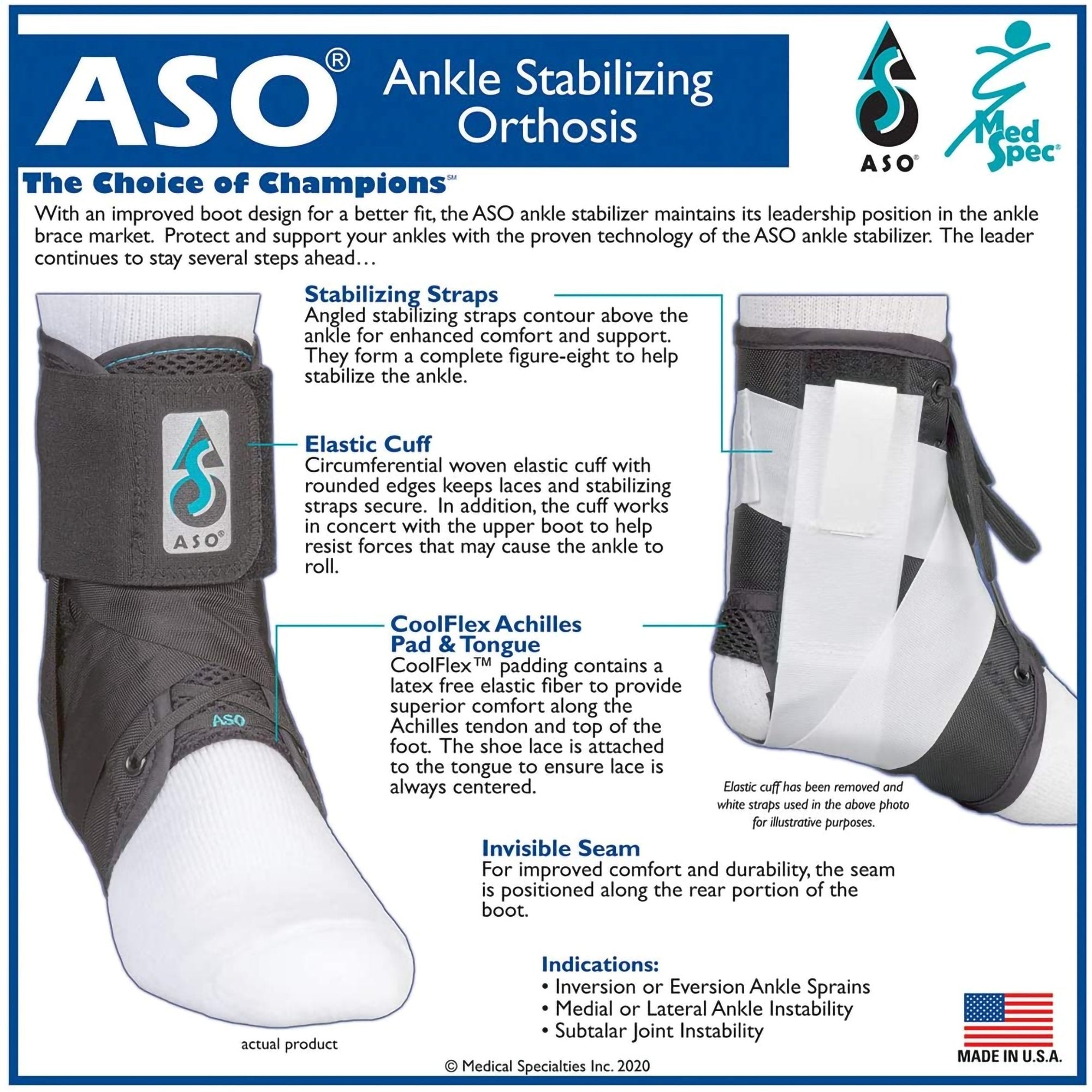 ASO® Speed Lacer Ankle Brace, Medium (1 Unit)