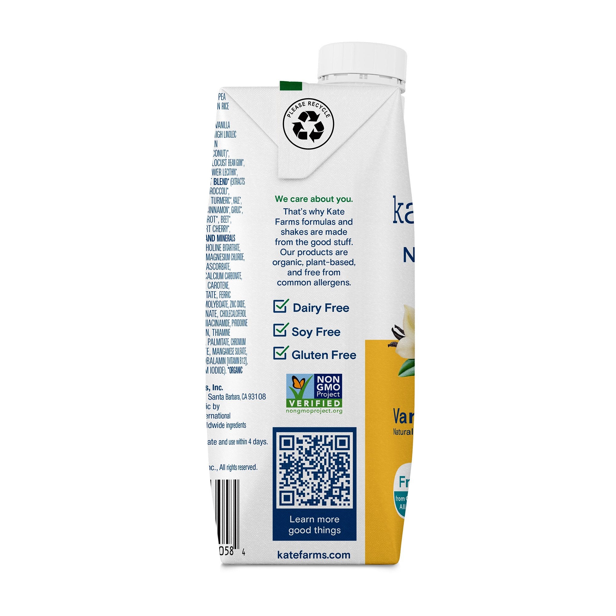 Oral Supplement Kate Farms Nutrition Shake Vanilla Flavor Liquid 11 oz. Carton - image 3