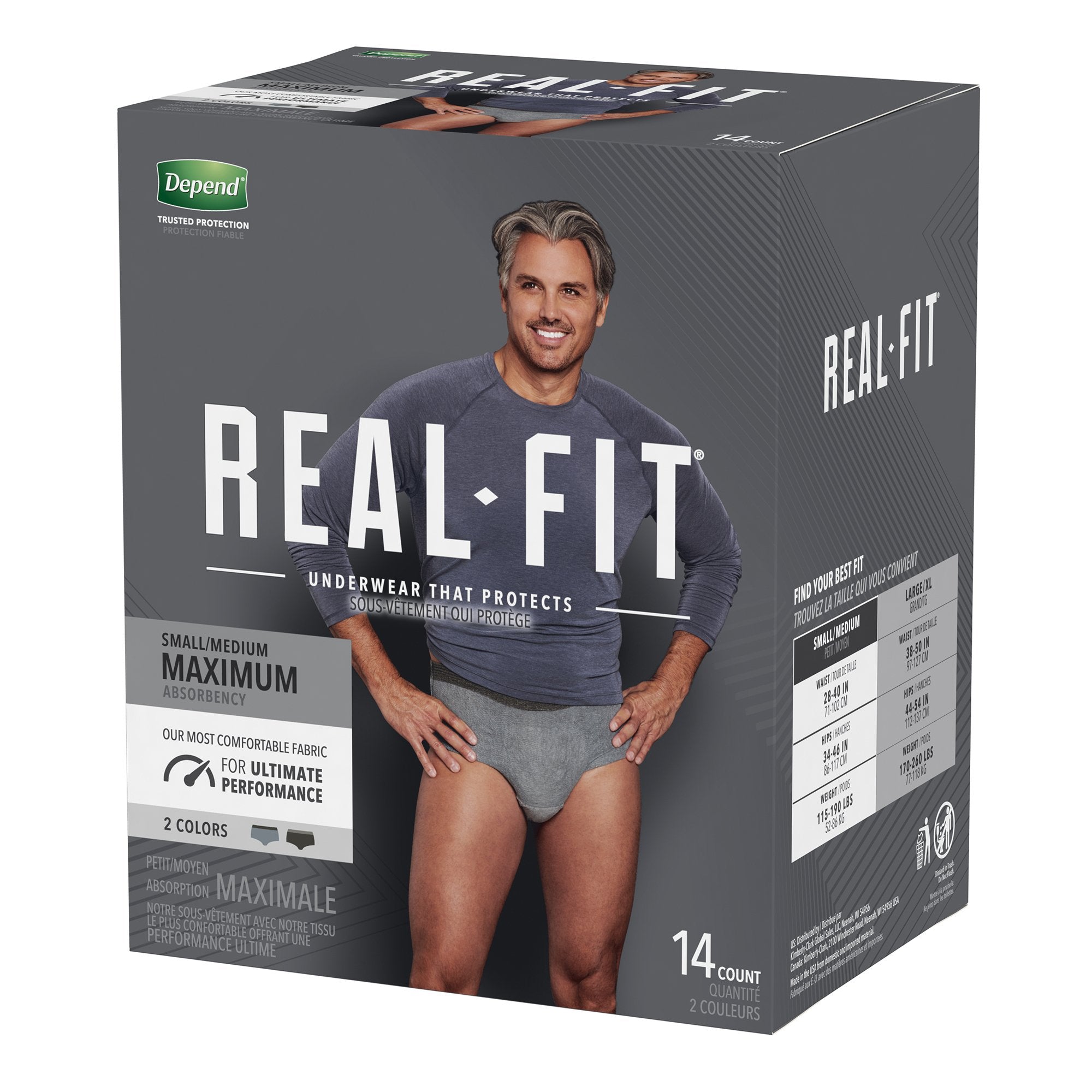 Depend® Real Fit® Maximum Absorbent Underwear, Small / Medium (14 Units)