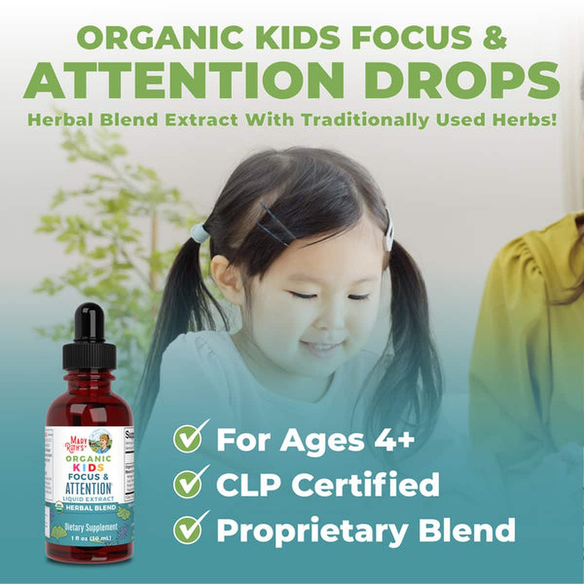 Dietary Supplement Mary Ruth's® Organic Kids Focus & Attention Organic Proprietary Blend 1,180 mg Strength Drop 1 oz. - image 8