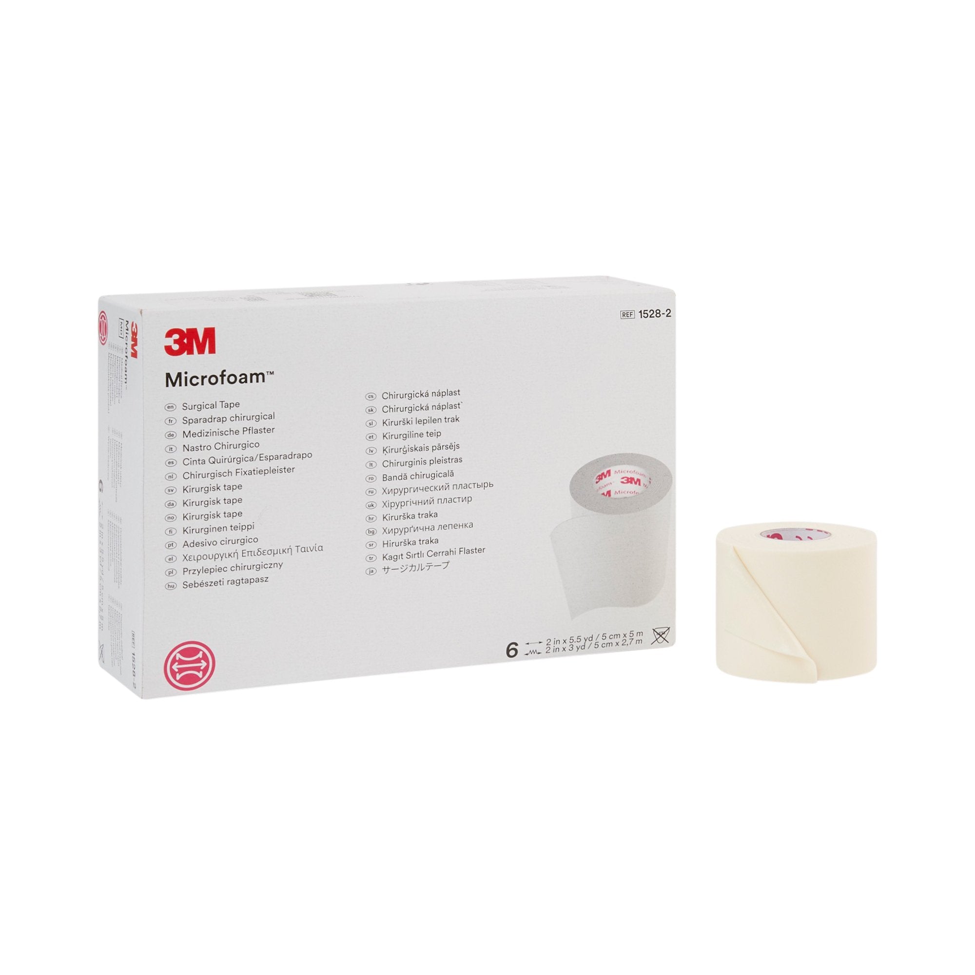 3M™ Microfoam™ Foam / Acrylic Adhesive Medical Tape, 2 Inch x 5-1/2 Yard, White (6 Units)