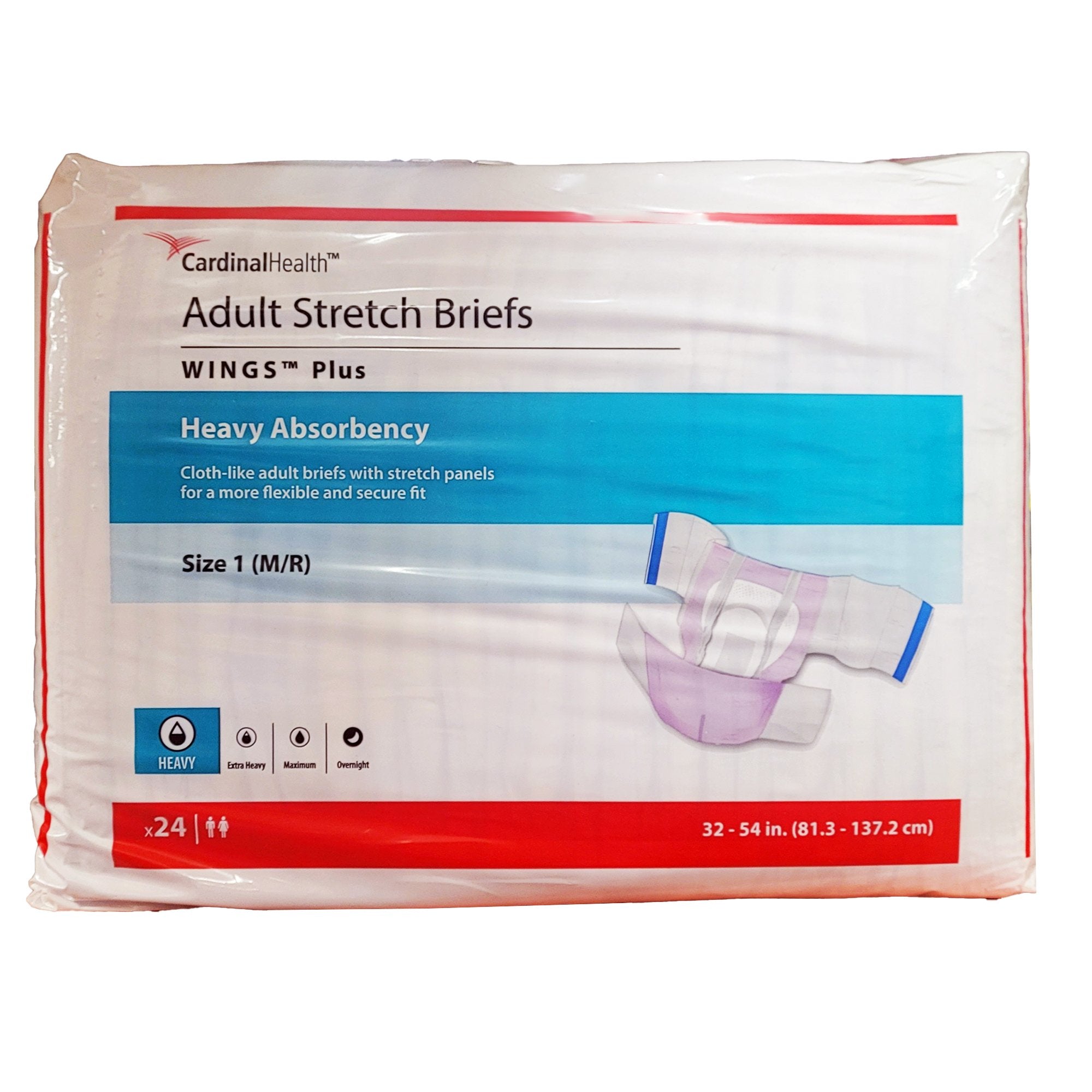Incontinence Brief Wings™ Plus Adult Size 1 Unisex Disposable Heavy Absorbency